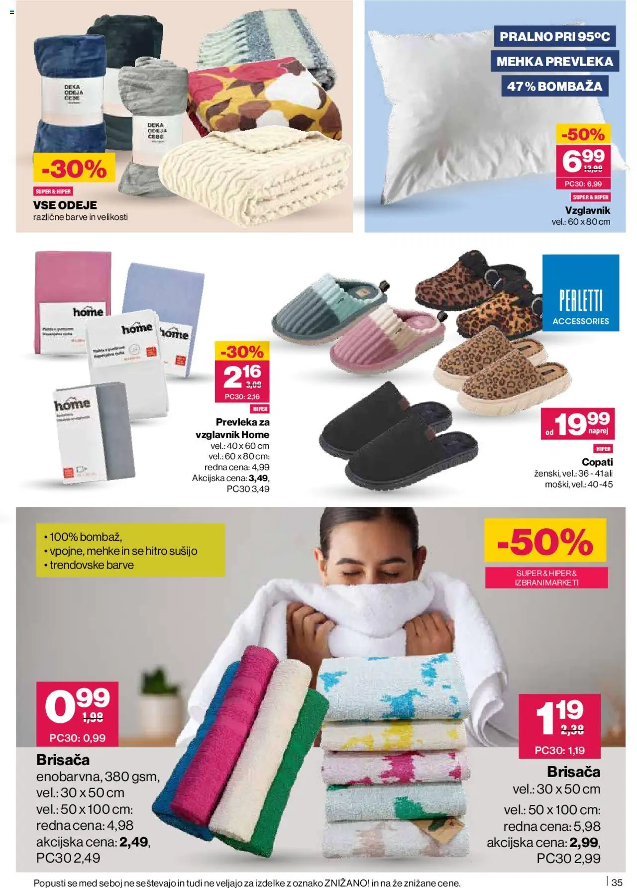 Novi Mercator katalog ponudbe – veljaven od 16.10.2025 | Stran: 37 | Izdelki: Brisača, Vzglavnik, Odeja, Copati