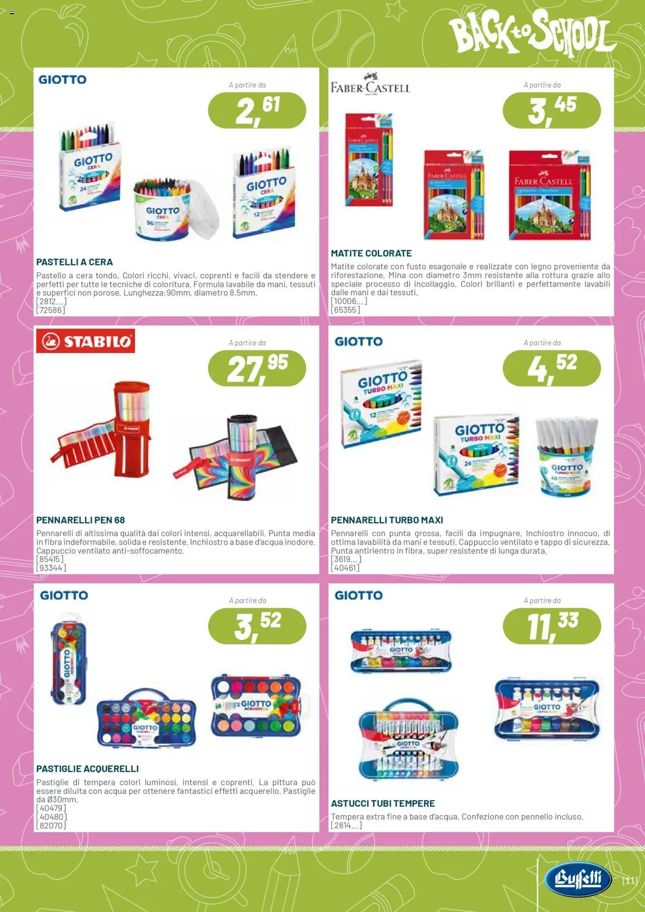 Volantino Buffetti del 01.07.2025 | Pagina: 11 | Prodotti: Acqua, Pittura, Pennello, Matite colorate