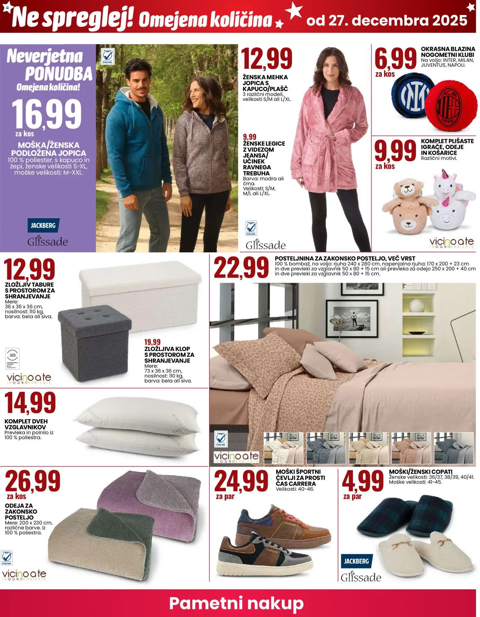 Novi Eurospin katalog ponudbe – veljaven od 27.12.2025 | Stran: 14 | Izdelki: Odeja, Posteljnina, Jopica, Copati