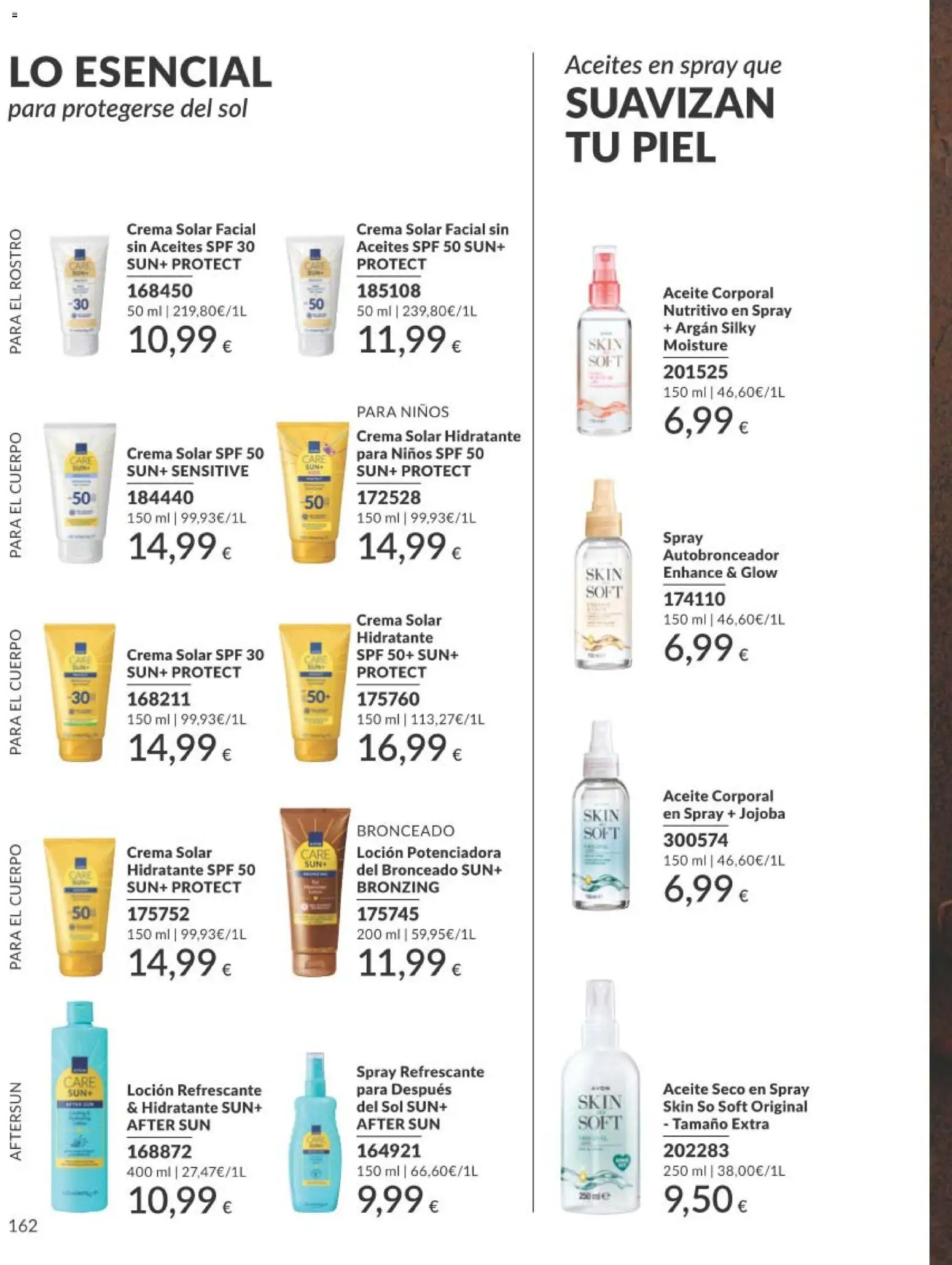Catálogo AVON campaña 1 │ válido desde el 01.01.2026 | Página: 162 | Productos: Aceite, Crema, Aceite corporal, Body
