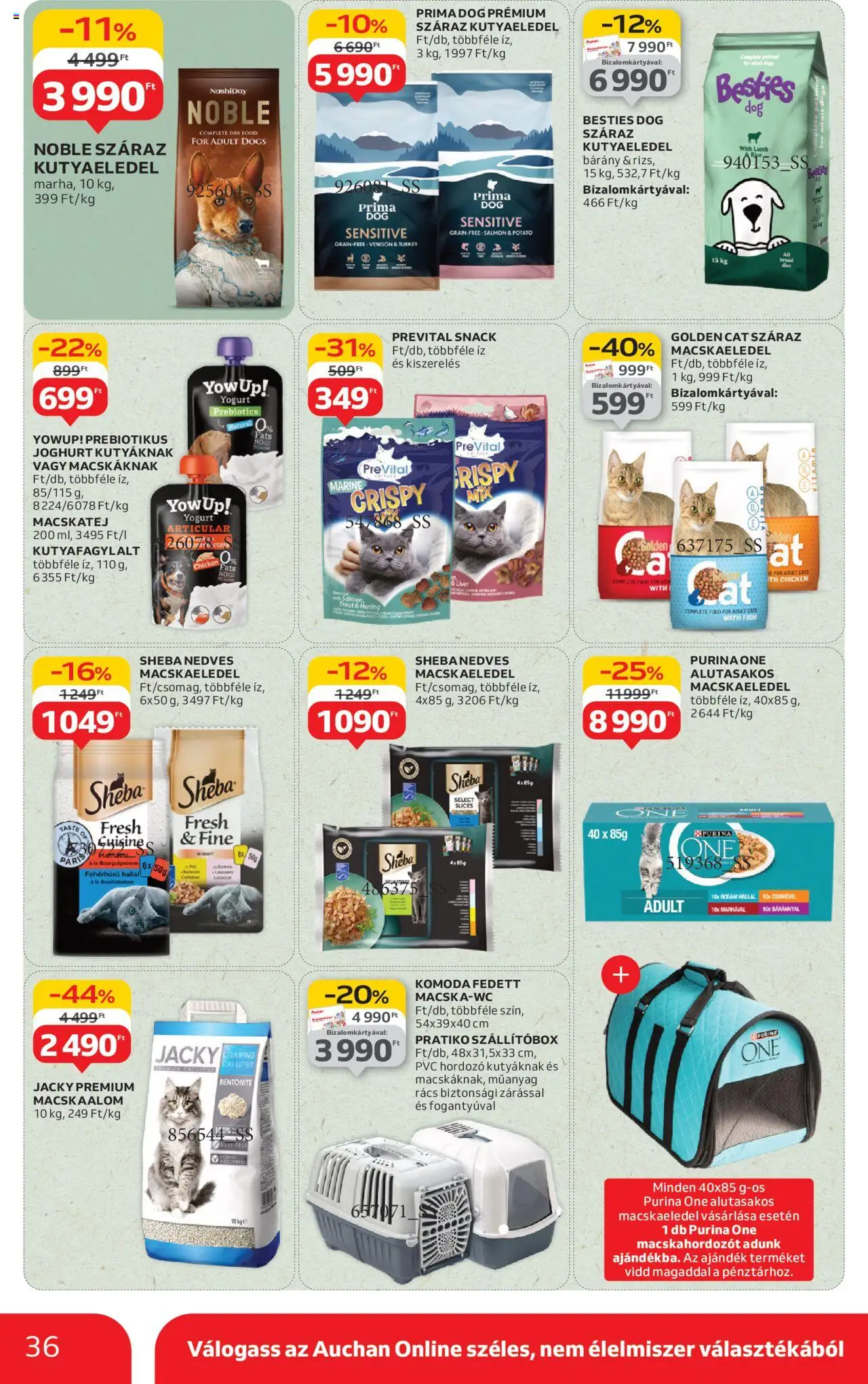 Auchan akciós ujság - amely érvényes a következő dátumtól: 07.08.2025 | Oldal: 36 | Termékek: Macskaalom, Macskaeledel, Kutyaeledel, Joghurt