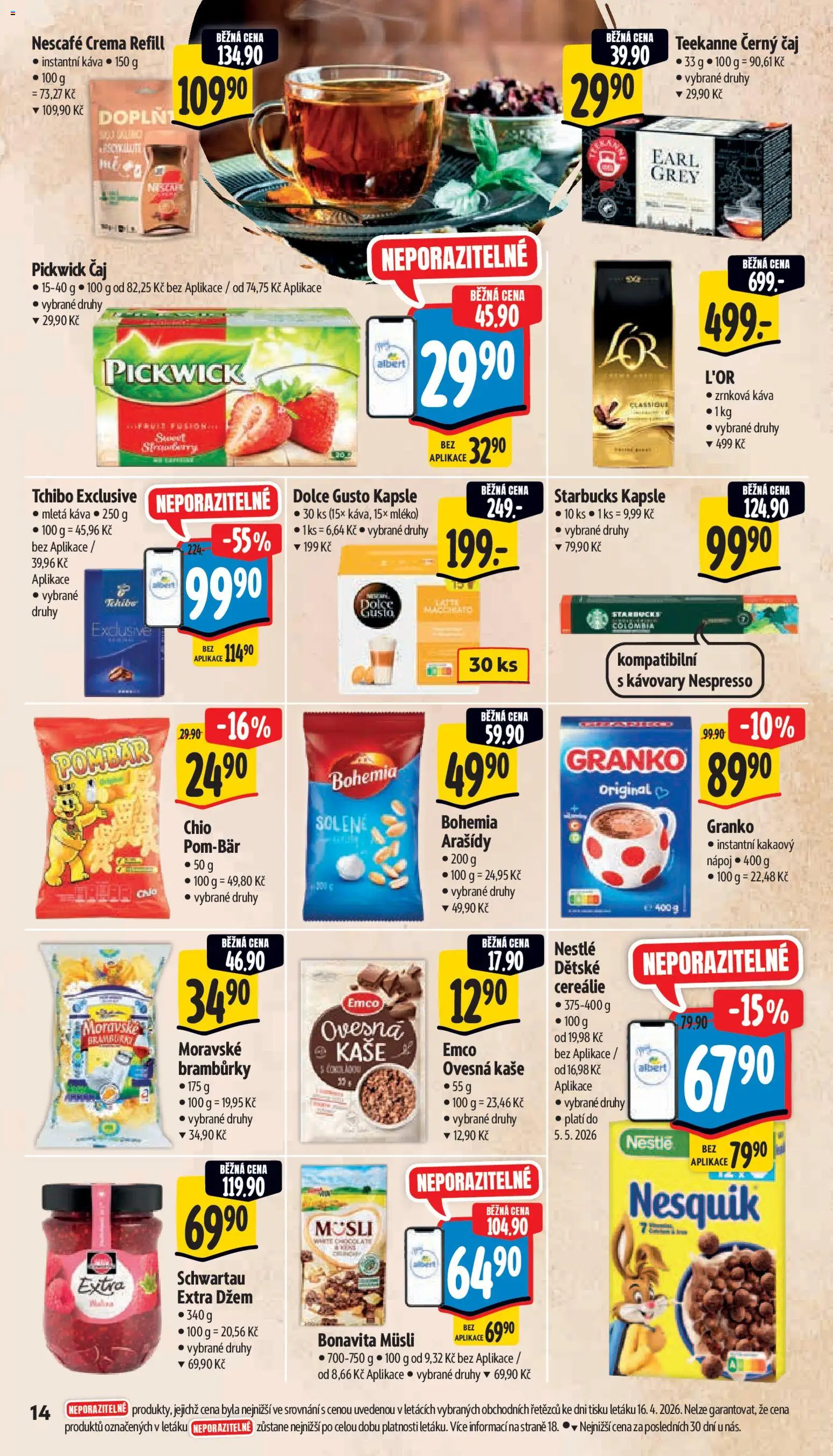 Albert leták - Supermarket od 22.04.2026 | Strana: 22 | Produkty: Čaj, Kapsle, Tchibo, Nescafé