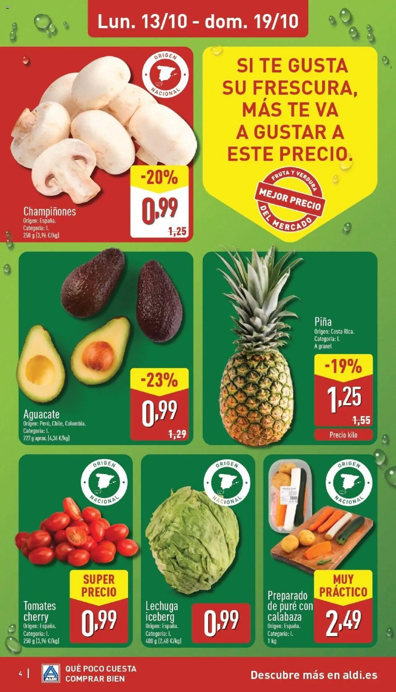 Aldi folleto Península │ válido desde el 13.10.2025 | Página: 4 | Productos: Πράσινο τσάι, Tomates, Piña, Té