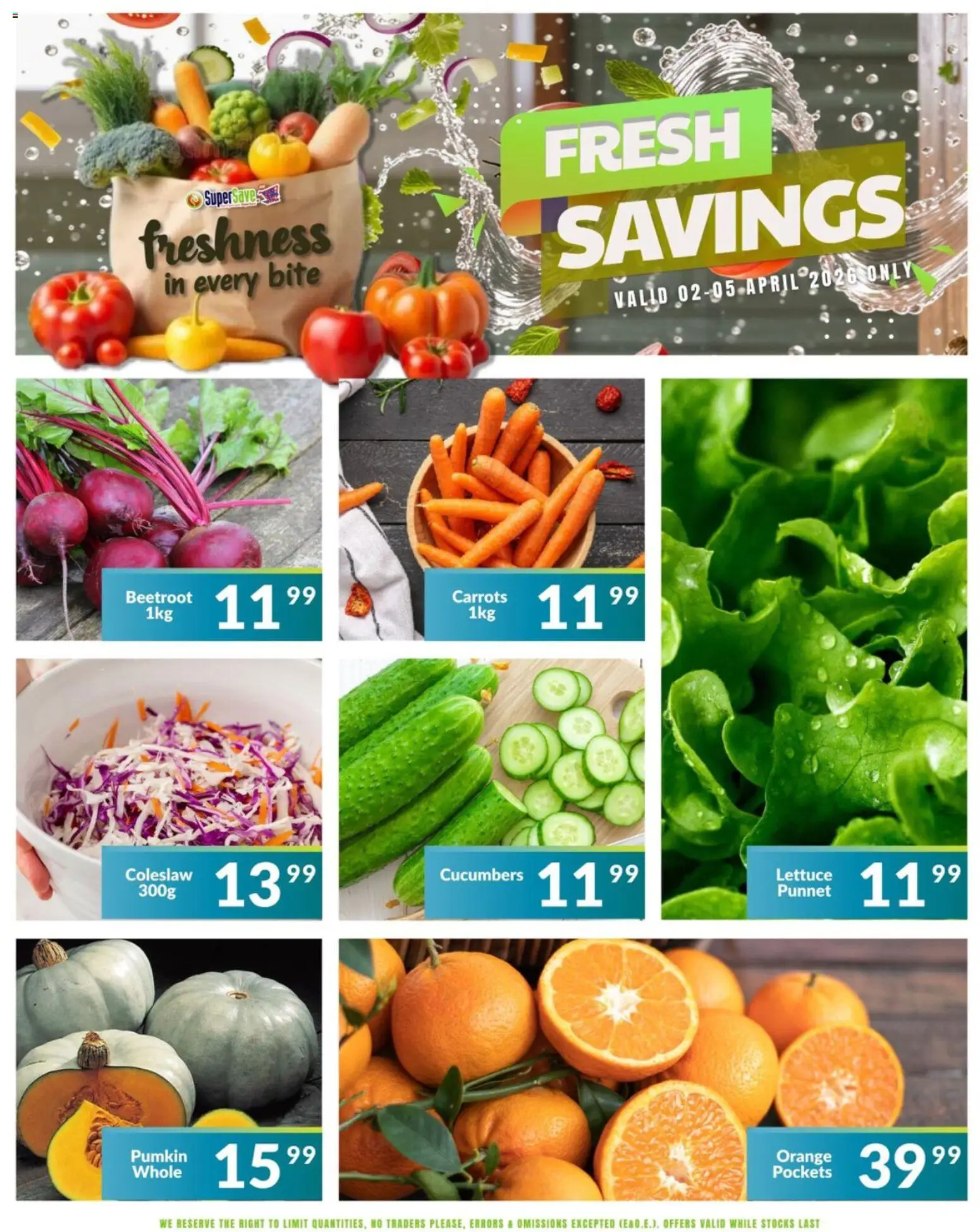 New Super Save catalogue – valid from 02.04.2026 | Page: 4 | Products: Carrots, Cucumbers, Lettuce
