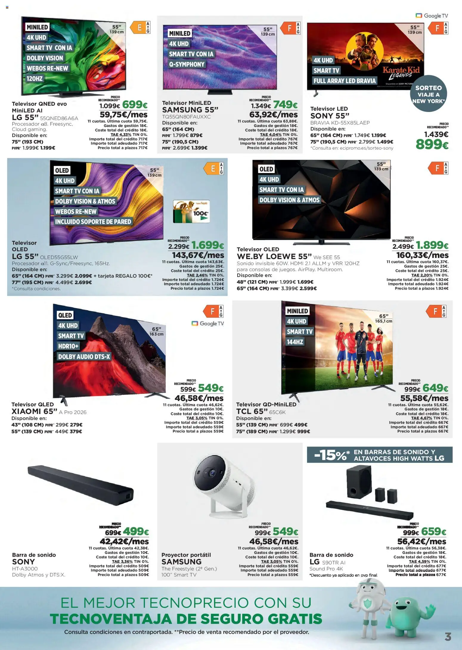 El Corte Inglés ofertas │ válido desde el 27.10.2025 | Página: 3 | Productos: Barras de sonido, Καλαμάρι, Altavoces, Televisor