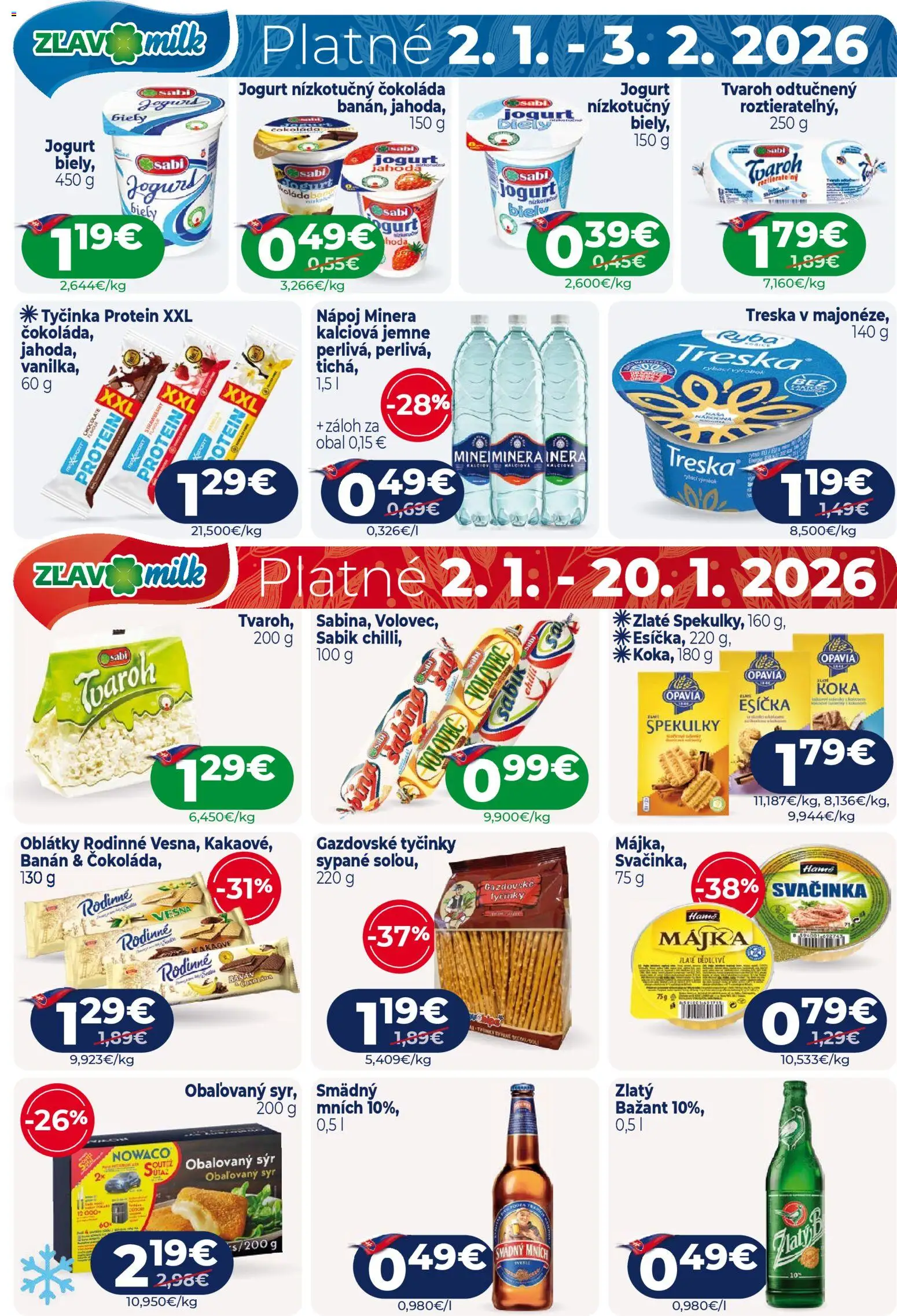 Nové Milk Agro akcie – leták je platný od 02.01.2026 | Strana: 12 | Produkty: Syr, Protein, Čokoláda, Ryba