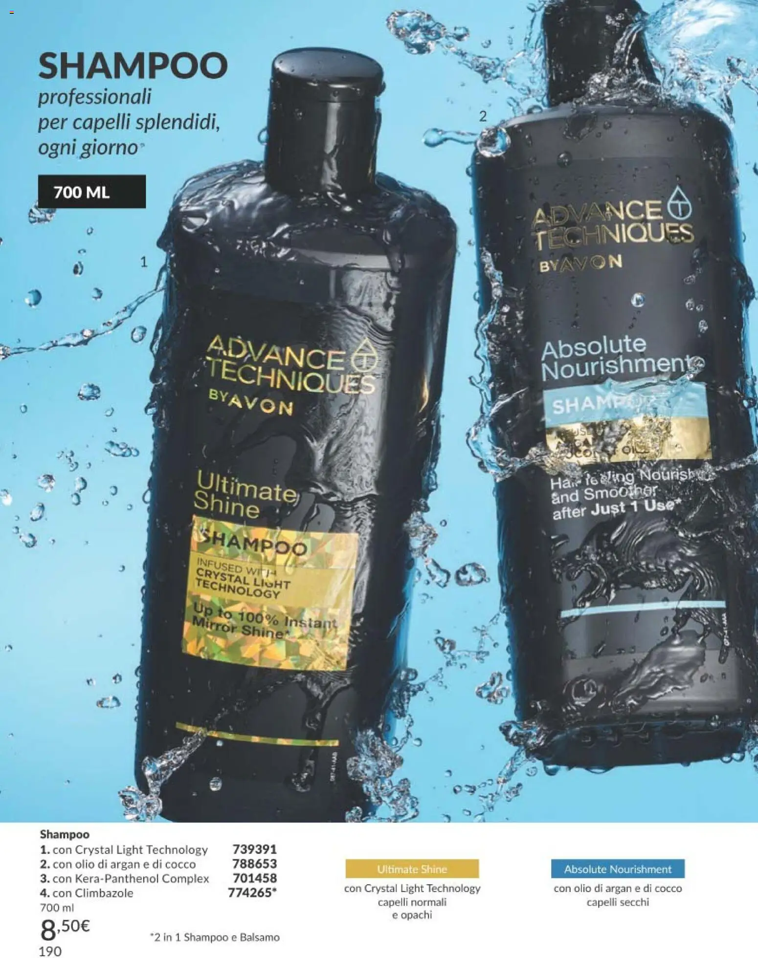 Volantino Avon del 01.04.2026 | Pagina: 190 | Prodotti: Shampoo, Balsamo, Olio, Cocco