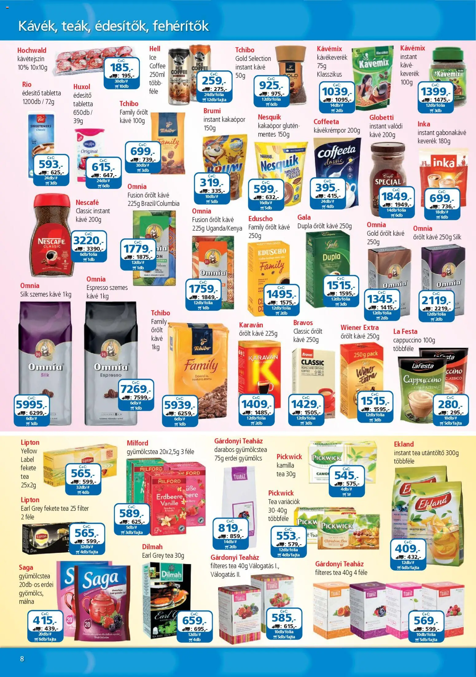 ÁRKLUB akciós ujság - amely érvényes a következő dátumtól: 01.04.2026 | Oldal: 8 | Termékek: Málna, Cappuccino, Kávé, Szemes kávé