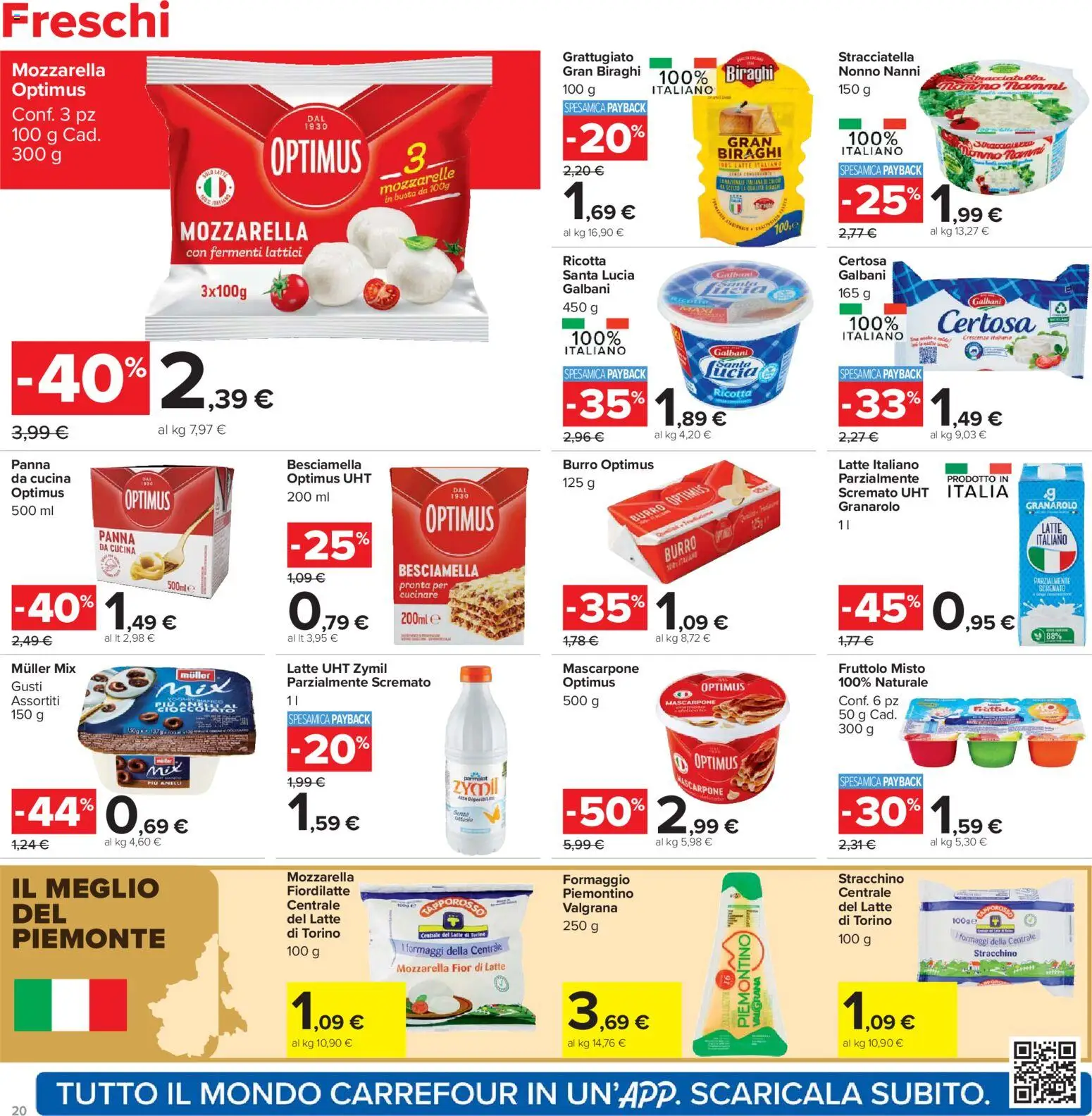 Volantino Carrefour del 24.03.2026 | Pagina: 20 | Prodotti: Mozzarella, Formaggio, Burro, Crescenza