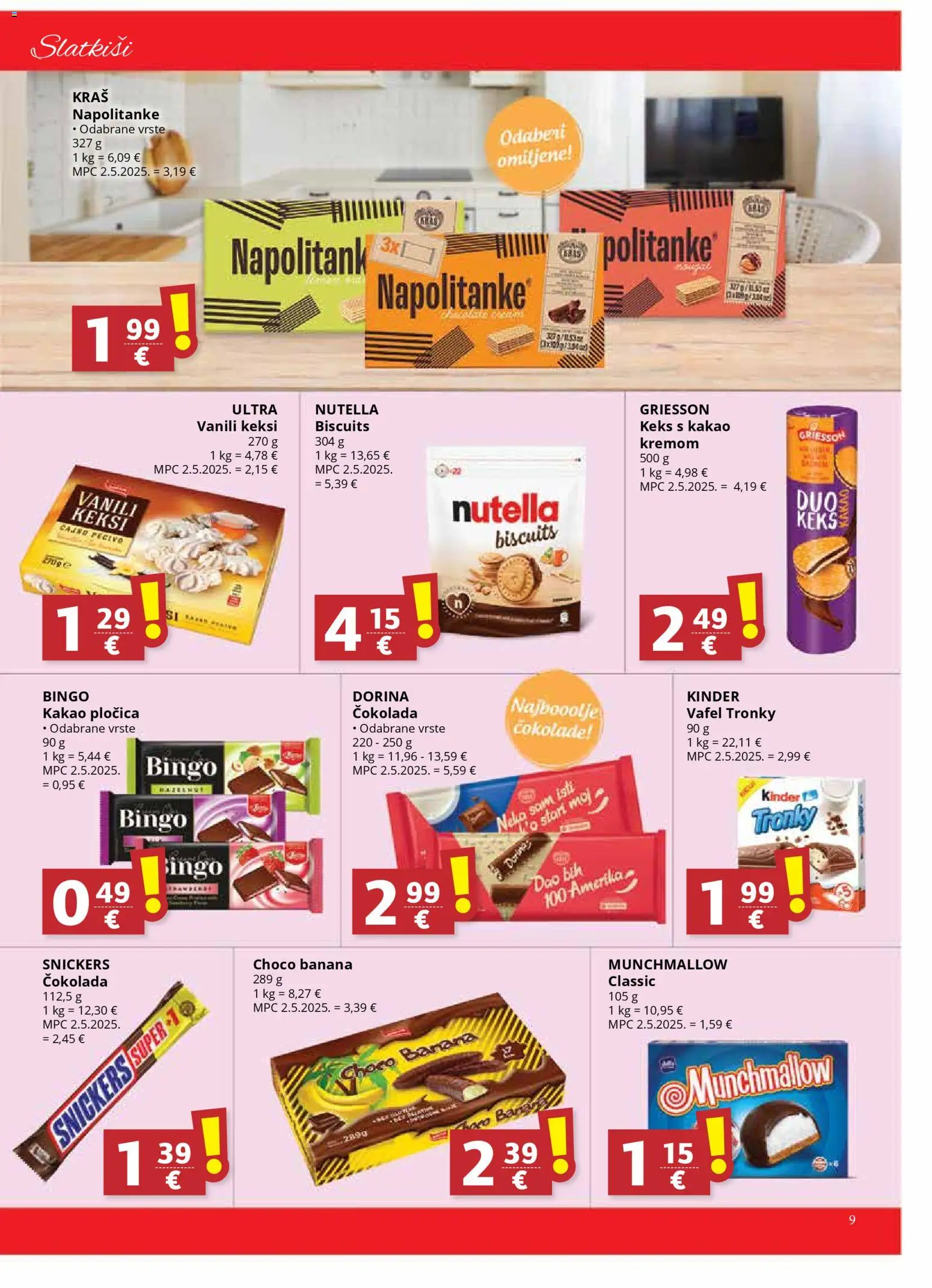 Djelo katalog | vrijedi od 02.01.2026 | Stranica: 9 | Proizvodi: Nutella, Snickers, Keksi, Čokolada