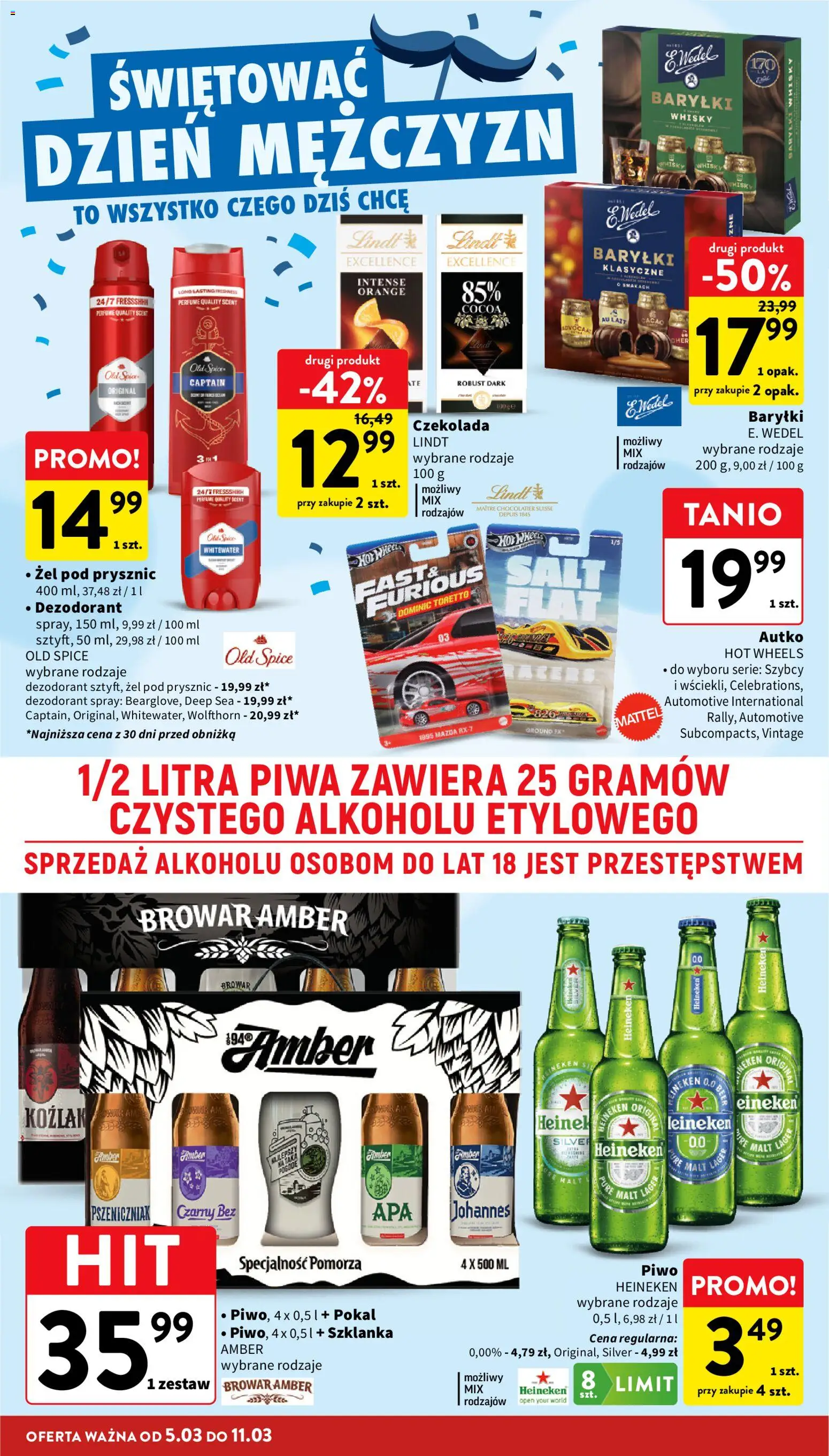 Intermarche gazetka od 05.03.2026 | Strona: 12 | Produkty: Czekolada, Whisky, Old spice, Heineken