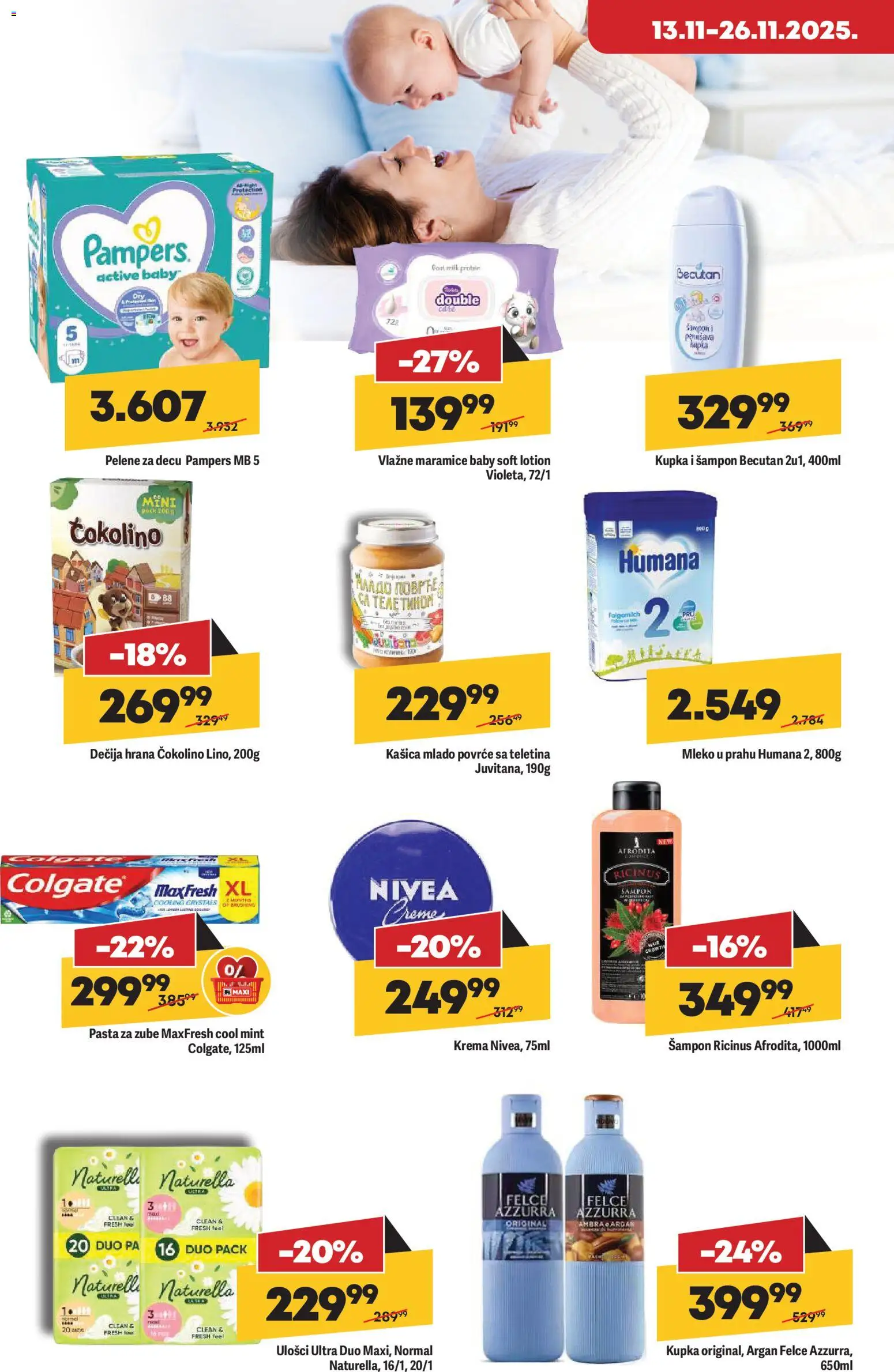 Maxi katalog - važi od 20.11.2025 | Strana: 22 | Proizvode: Mleko u prahu, Šampon, Krema, Felce azzurra