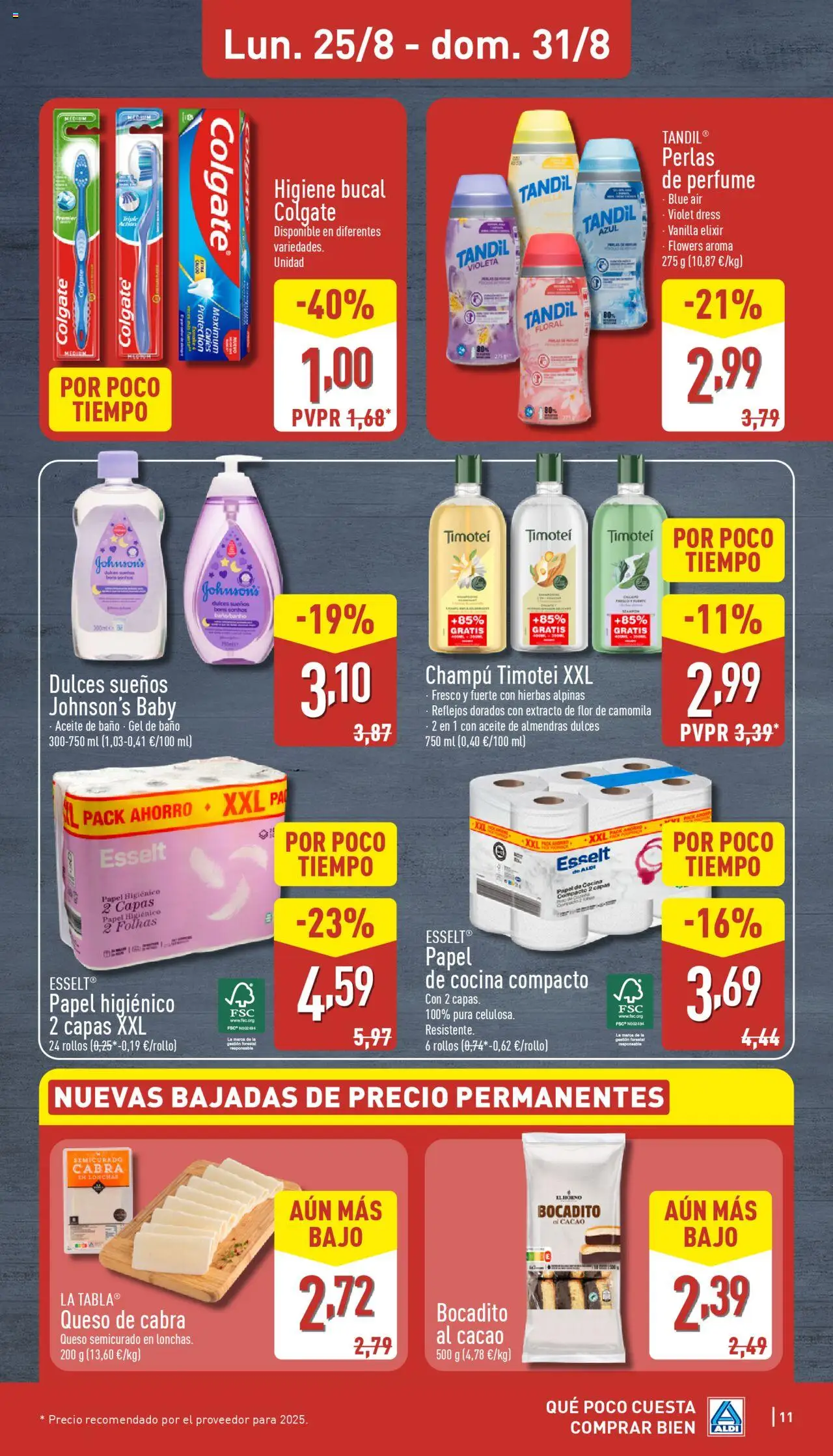 Aldi folleto Península │ válido desde el 25.08.2025 | Página: 11 | Productos: Perfume, Queso, Papel higienico, Cocina