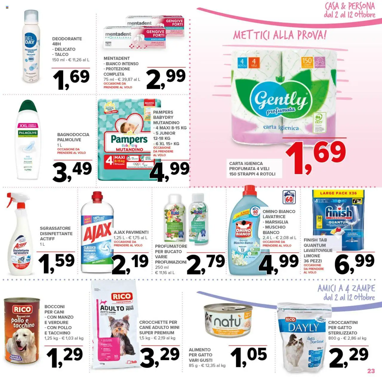 Volantino Todis del 02.10.2025 | Pagina: 23 | Prodotti: Pannolini, Deodorante, Pollo, Crocchette