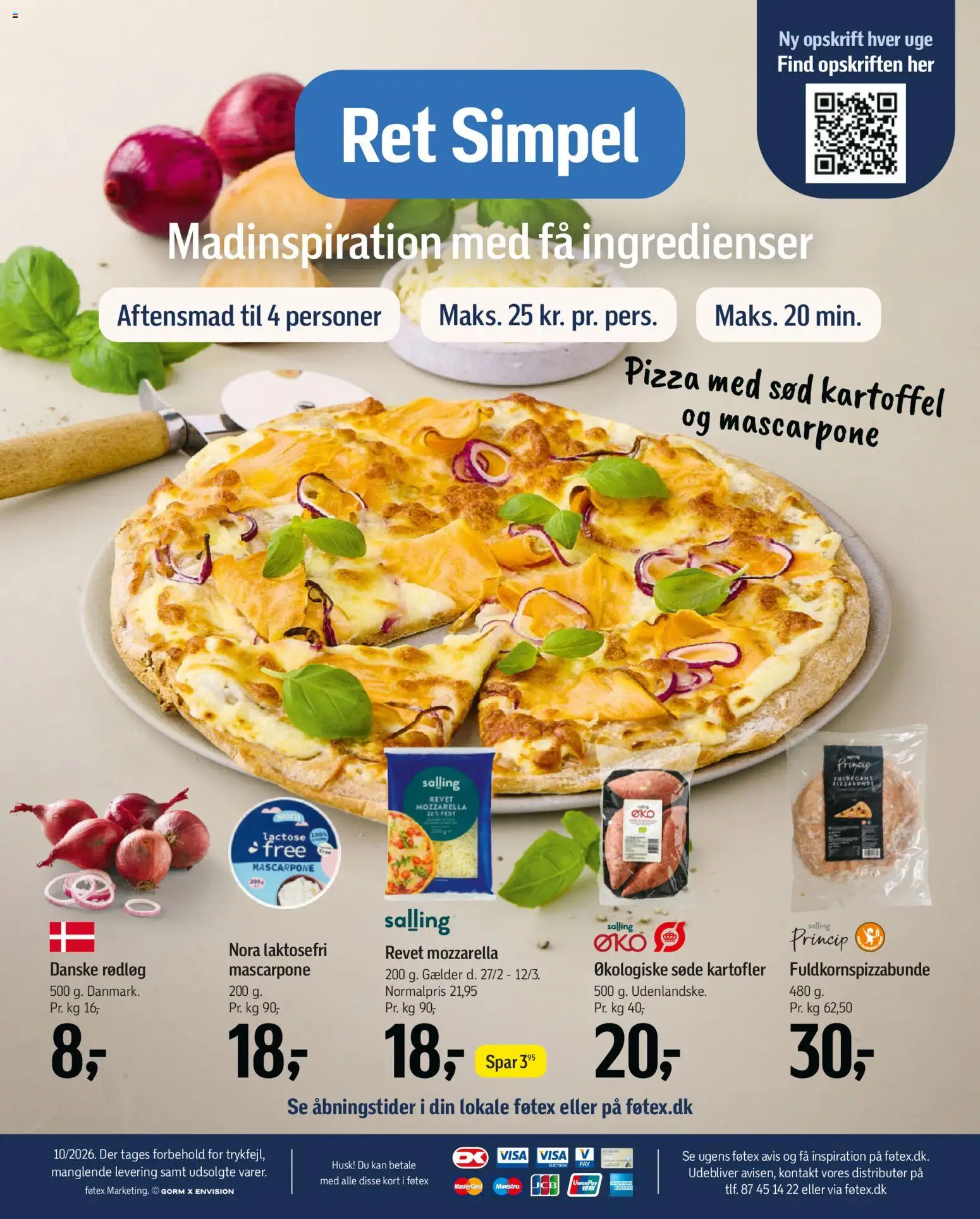 Føtex tilbudsavis – gyldig fra 27.02.2026 | Side: 14 | Produkter: Pizza, Søde kartofler, Rødløg, Mozzarella