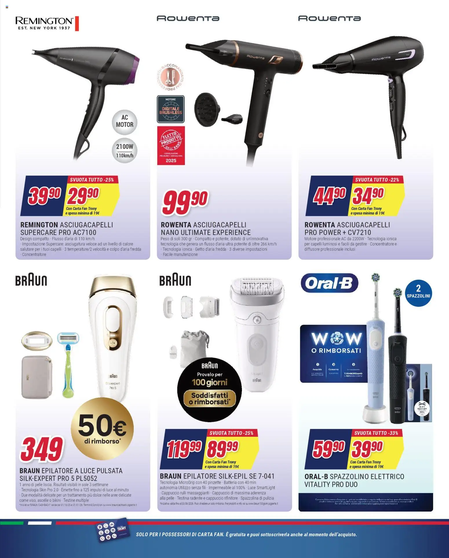 Volantino Trony del 15.01.2026 | Pagina: 18 | Prodotti: Epilatore, Asciugacapelli, Spazzolino elettrico, Batteria
