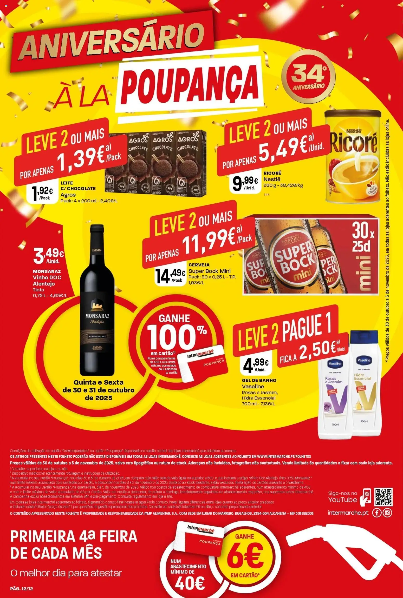 Intermarché - Aniversário à la poupança │ válido de 30.10.2025 | Página: 12 | Produtos: Super bock, Gel de banho, Nestlé, Cerveja