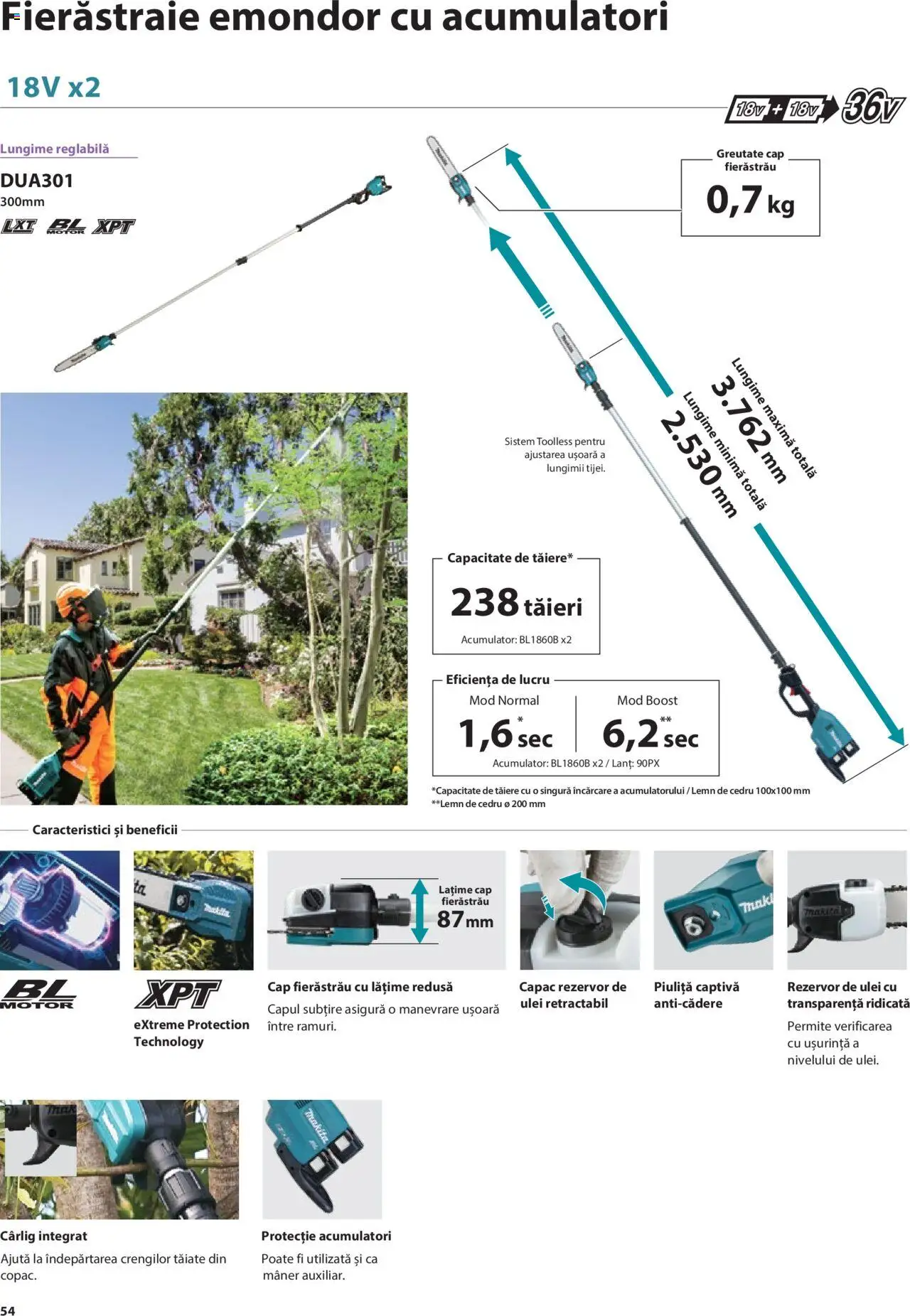 Makita catalog - Mașini de Grădină – valabil de la 08.01.2025 | Pagină: 54 | Produse: Mâner, Ulei