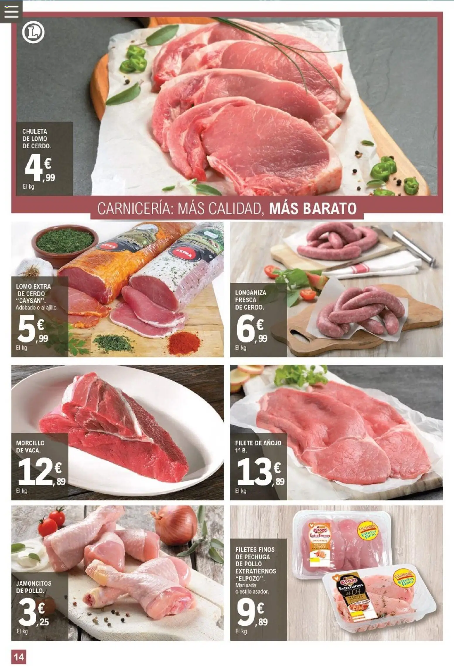 E.Leclerc folleto │ válido desde el 21.01.2026 | Página: 14 | Productos: Cerdo, Longaniza, Filete