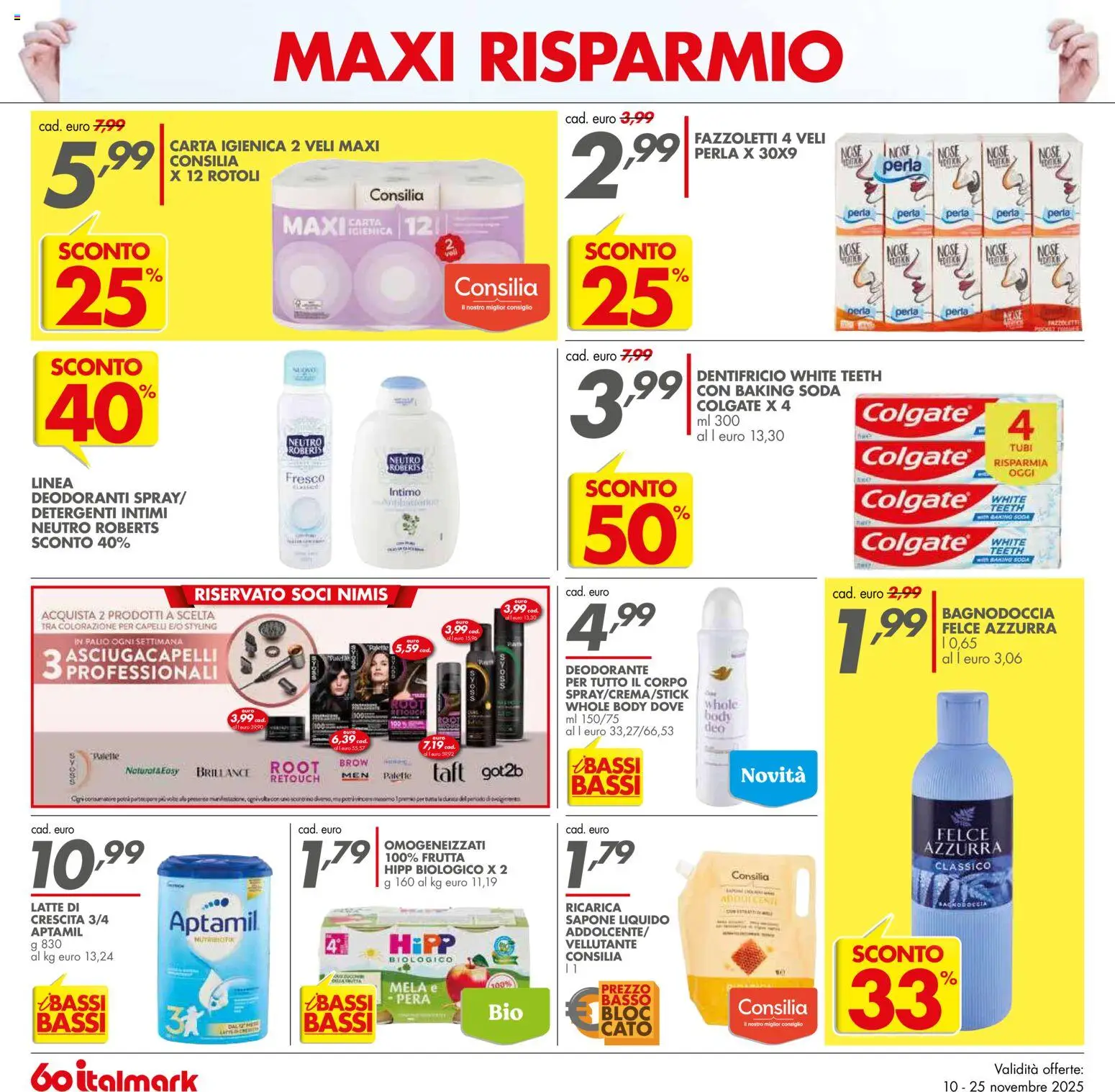 Volantino Italmark del 10.11.2025 | Pagina: 8 | Prodotti: Sapone, Dentifricio, Latte, Pera