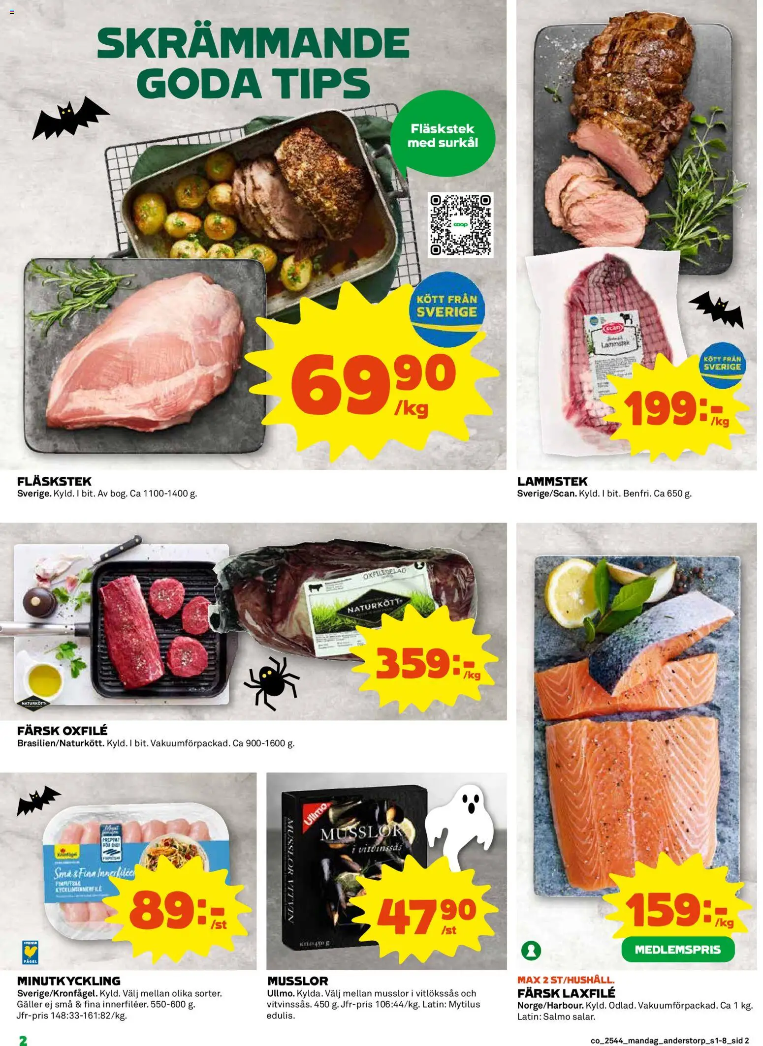 Coop reklamblad aktuell från 27.10.2025 | Sida: 2 | Produkter: Galler, Oxfilé