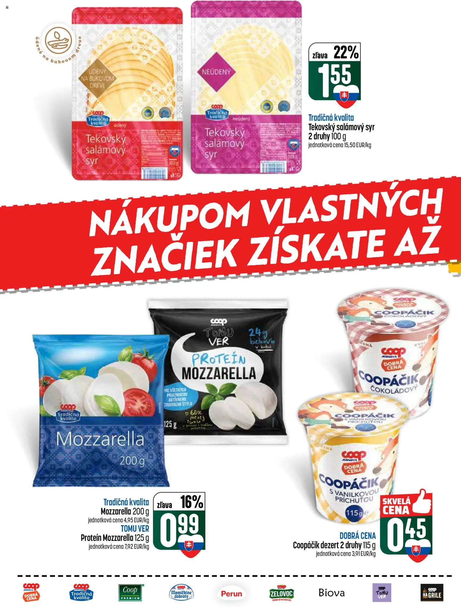 Nové COOP Jednota akcie – leták je platný od 26.02.2026 | Strana: 8 | Produkty: Syr, Mozzarella, Protein
