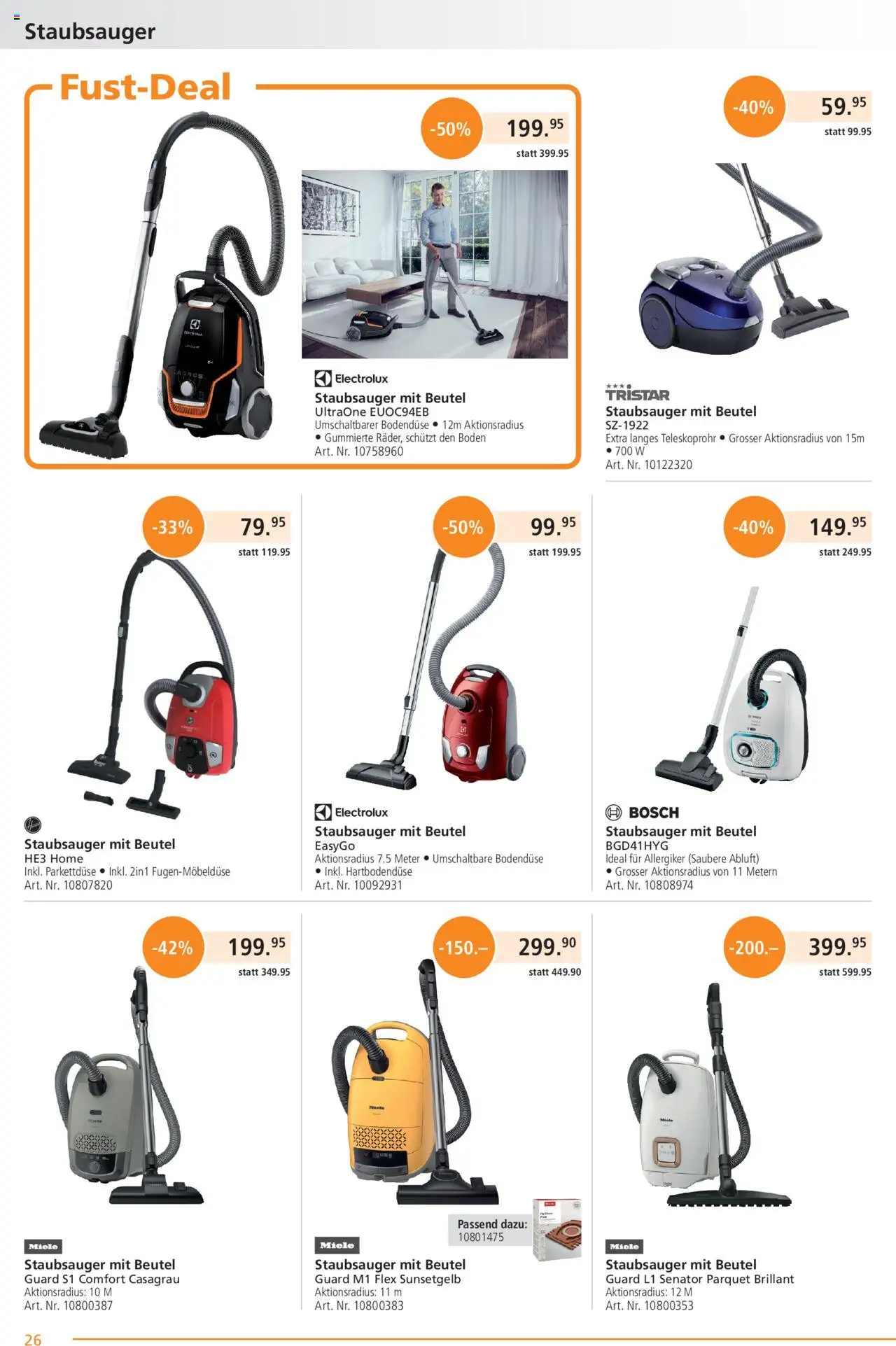 Fust Aktionen ab 25.08.2025 | Seite: 26 | Produkte: Staubsauger, Miele, Bosch