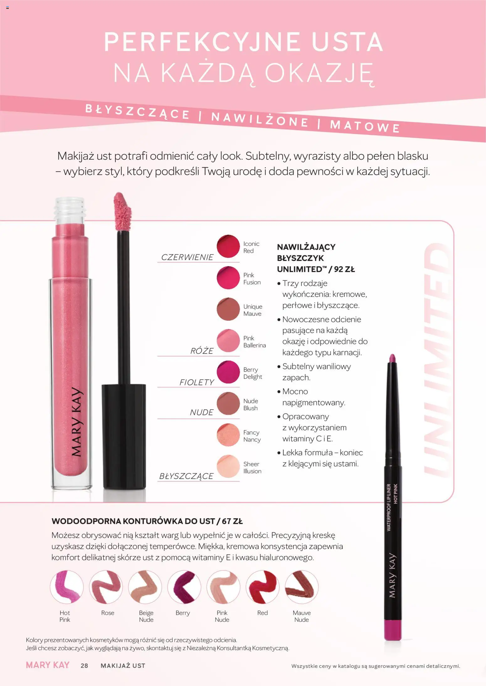 Mary Kay Katalog od 16.01.2026 | Strona: 28 | Produkty: Makijaż, Błyszczyk, Konturówka