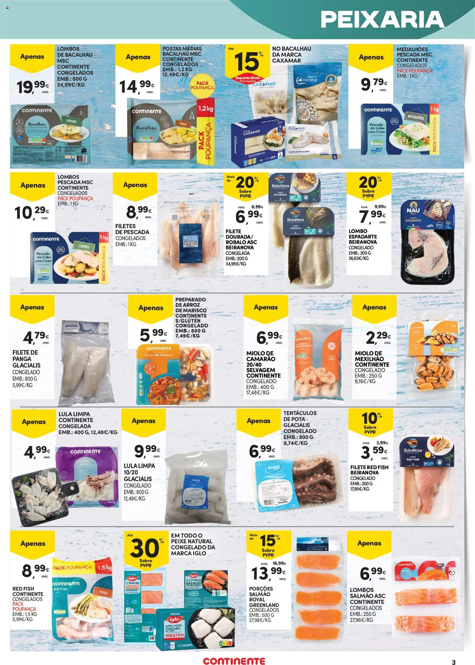 Continente - Açores │ válido de 19.03.2026 | Página: 3 | Produtos: Dourada, Bacalhau, Camarão, Peixe