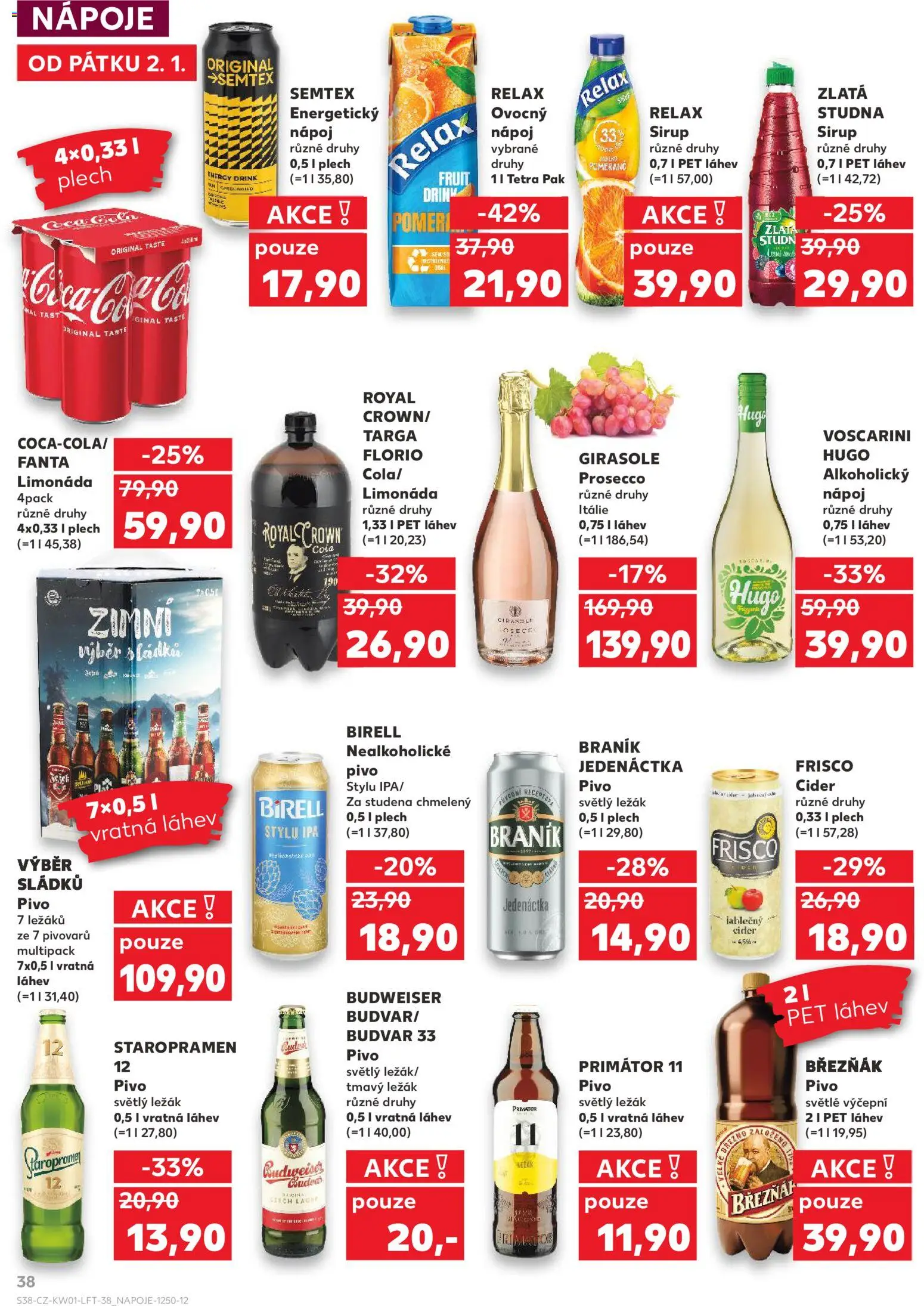 Kaufland leták - Ostrava od 02.01.2026 | Strana: 38 | Produkty: Limonáda, Plech, Braník, Láhev