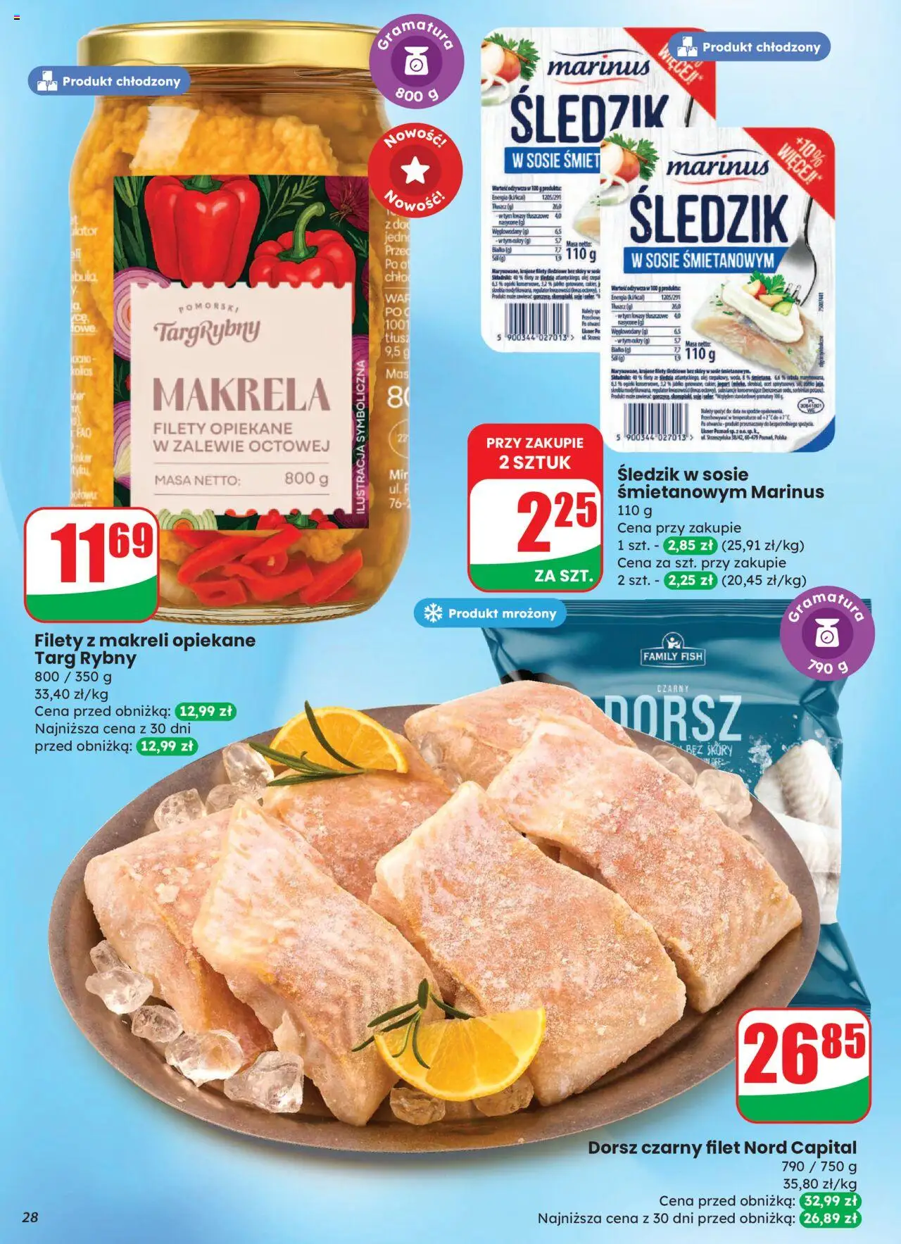 Dino Gazetka od 27.08.2025 | Strona: 28 | Produkty: Ocet, Dorsz czarny, Jogurt, Ogórki