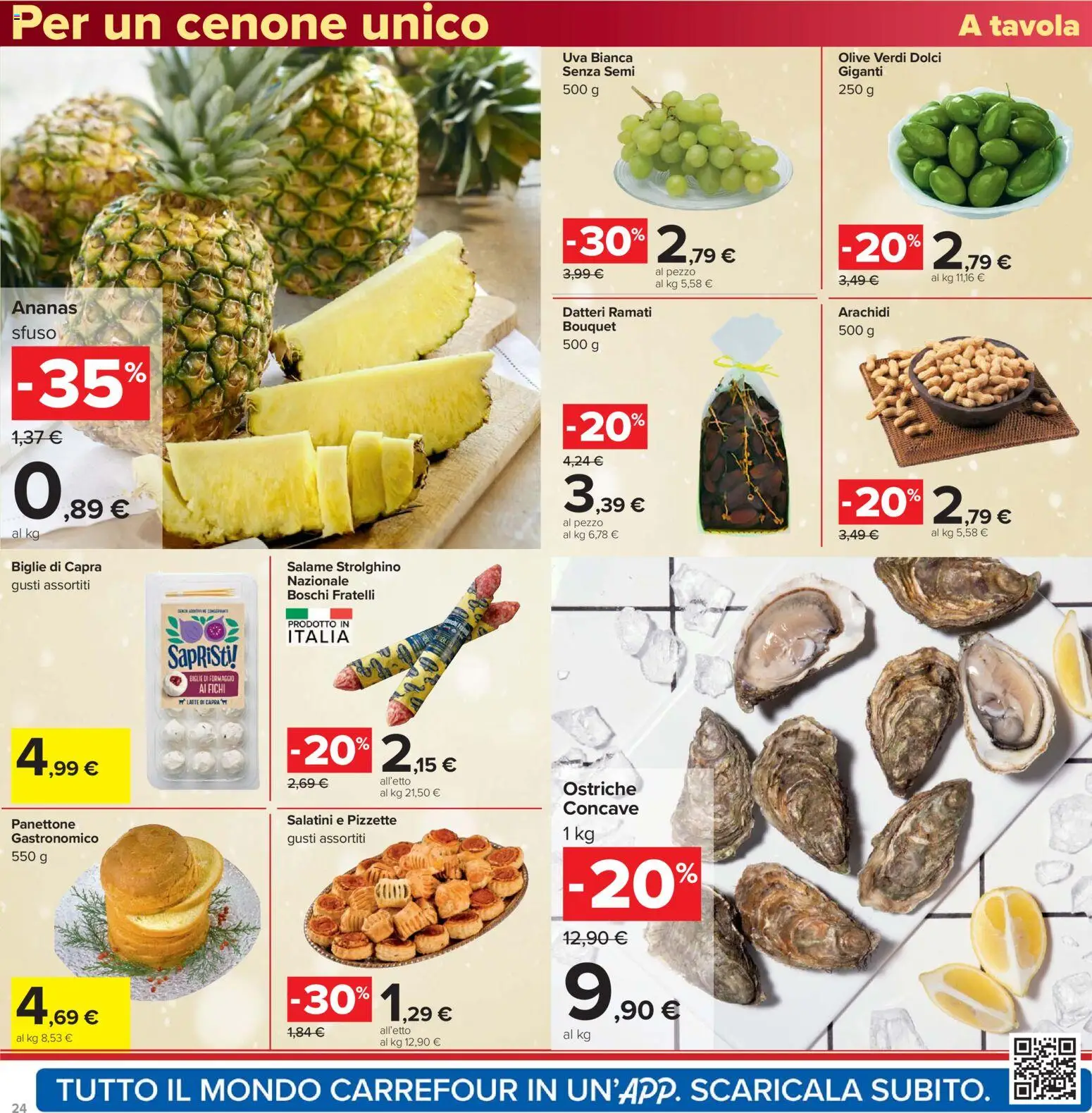 Volantino Carrefour del 16.12.2025 | Pagina: 24 | Prodotti: Salame, Uva, Panettone, Arachidi