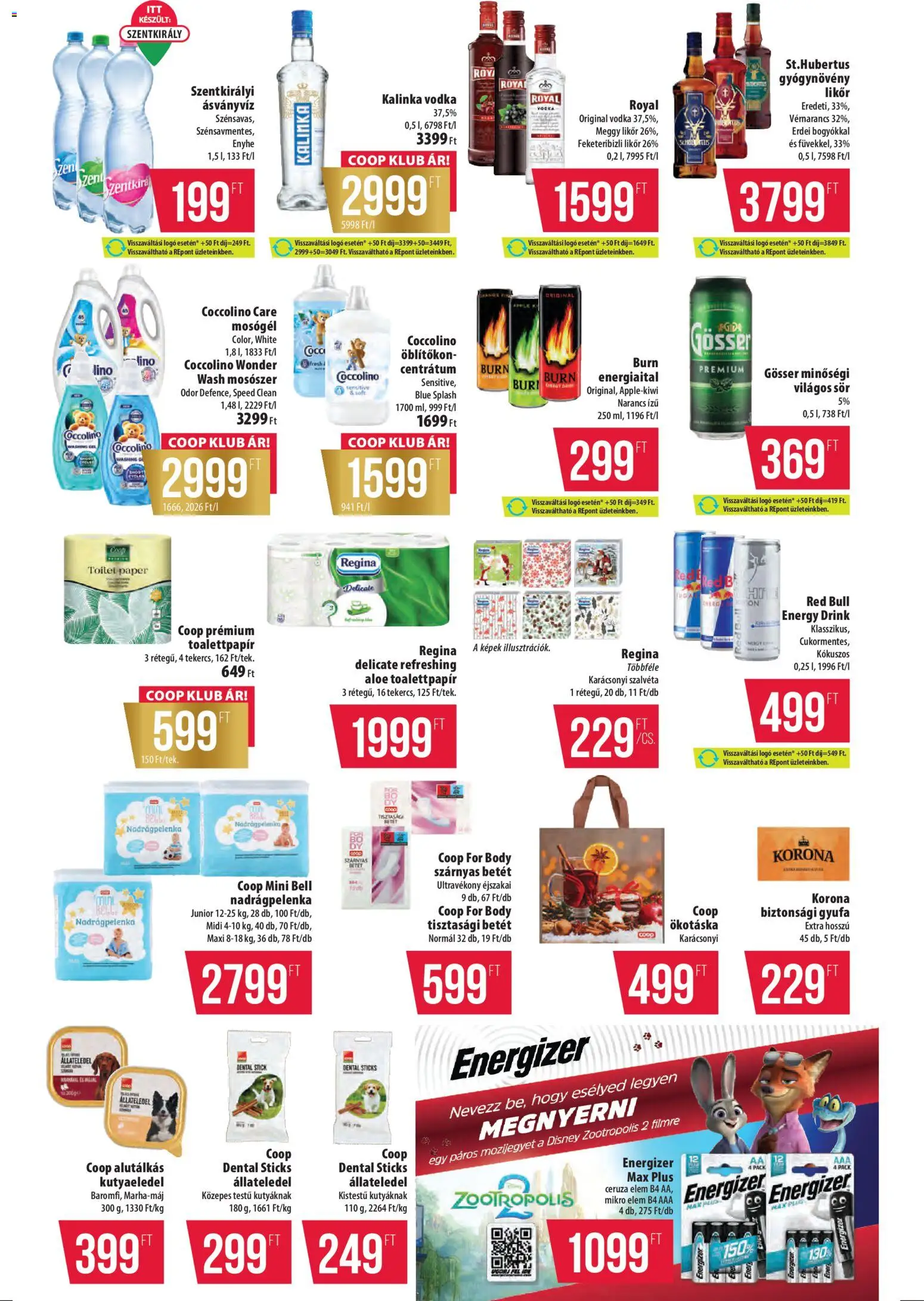 COOP akciós ujság - amely érvényes a következő dátumtól: 30.10.2025 | Oldal: 11 | Termékek: Coccolino, Energiaital, Likőr, Vodka