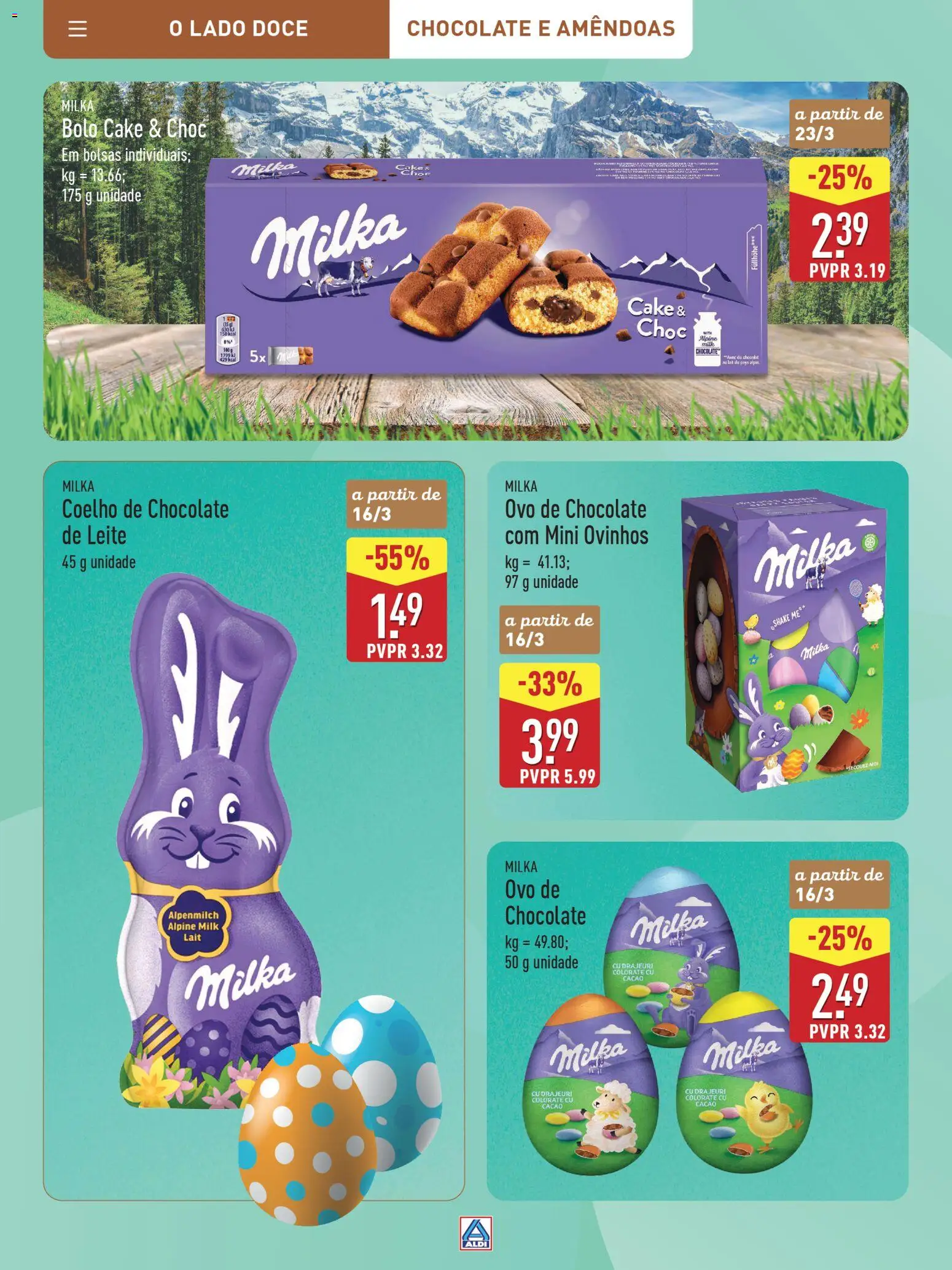 Aldi Especial Páscoa │ válido de 11.03.2026 | Página: 14 | Produtos: Amêndoas, Bolo, Leite, Coelho