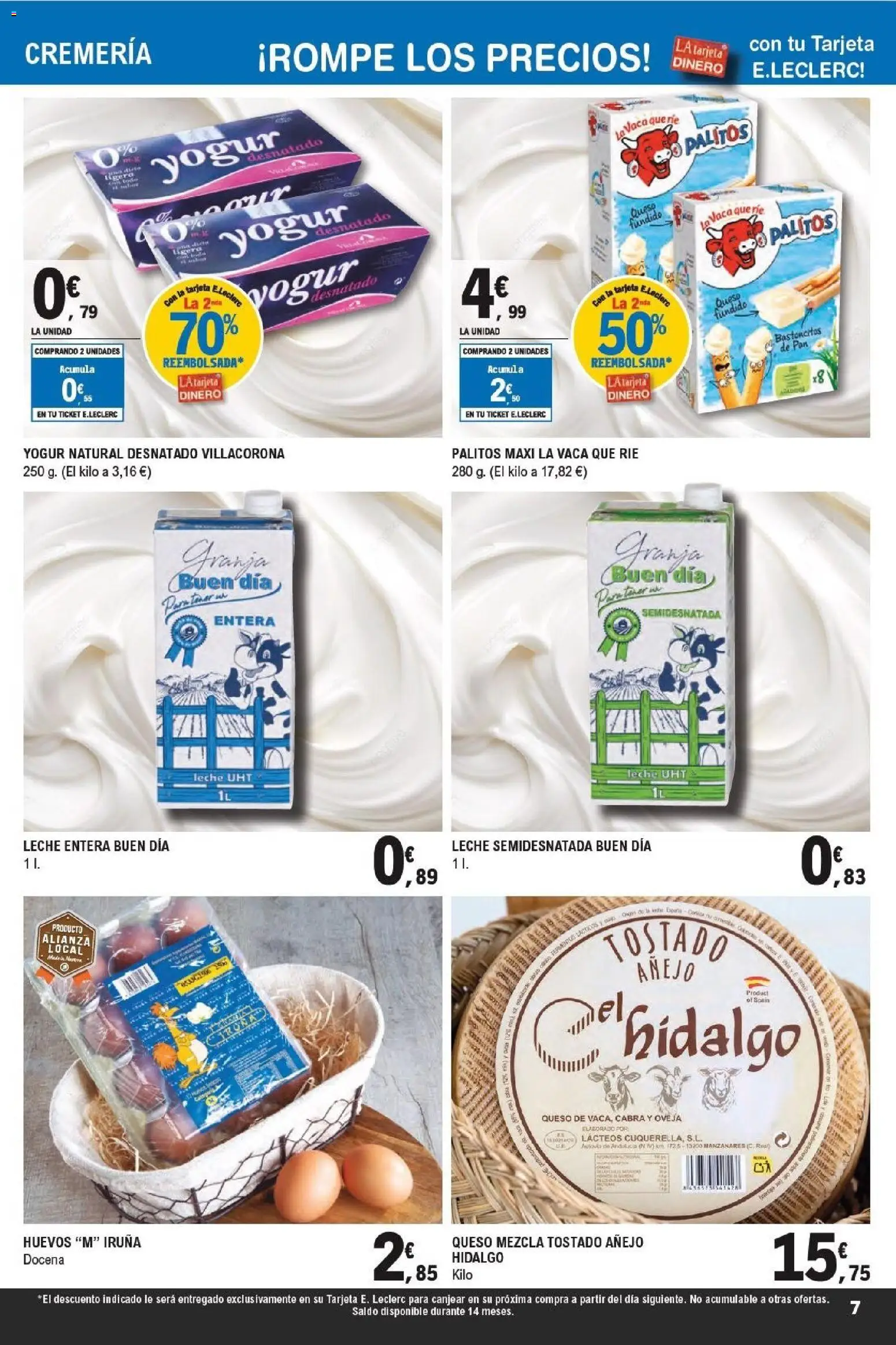 E.Leclerc -Tarjetazo │ válido desde el 18.03.2026 | Página: 7 | Productos: Queso, Yogur, Pan, Σκουλαρίκι