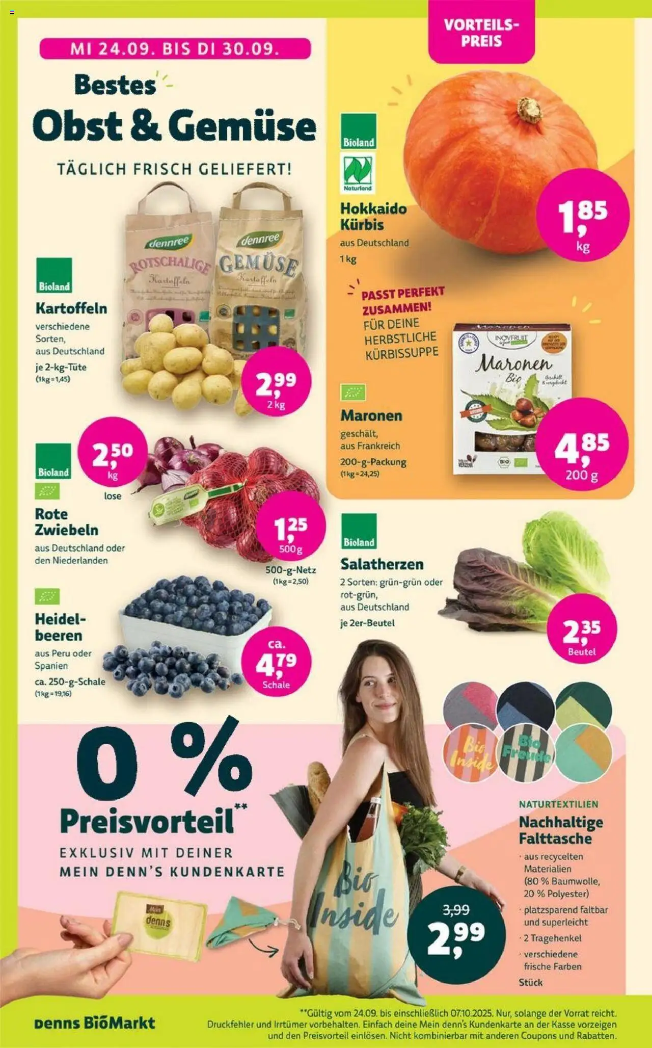 Denns BioMarkt Angebote – gültig ab 24.09.2025 | Seite: 2 | Produkte: Kartoffeln, Zwiebeln, Gemüse, Obst