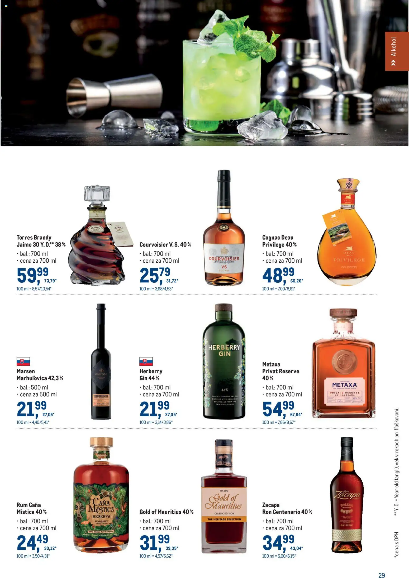 Nové Metro akcie – leták je platný od 11.03.2026 | Strana: 29 | Produkty: Metaxa, Gin, Brandy, Alkohol