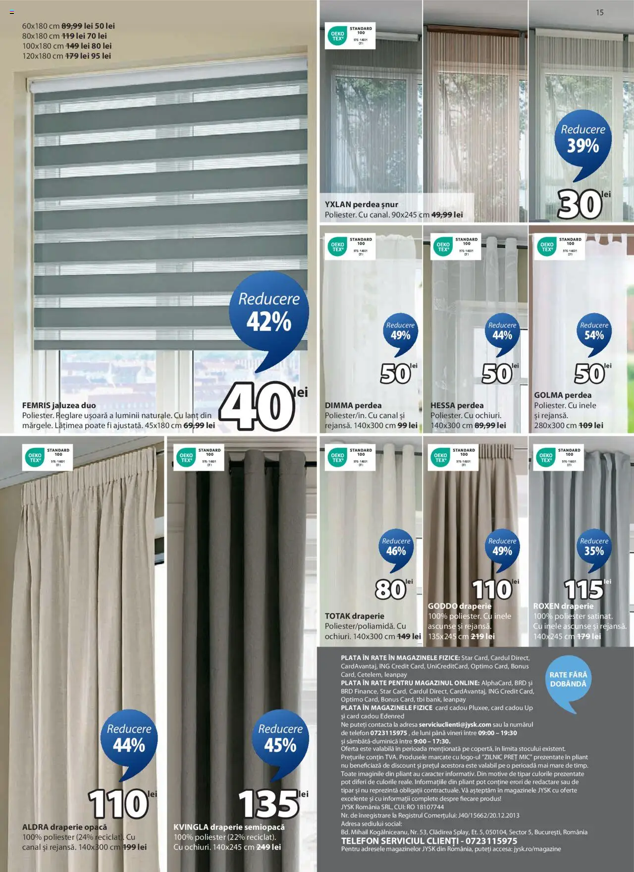 Catalog JYSK – valabil de la 04.08.2025 | Pagină: 15 | Produse: Telefon, Perdea