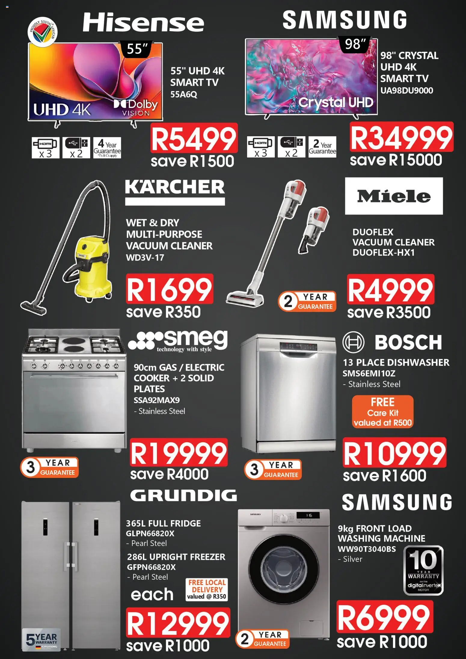 New Tafelberg Furnishers catalogue – valid from 12.11.2025 | Page: 4 | Products: Freezer, Washing machine, Dishwasher, Cooker