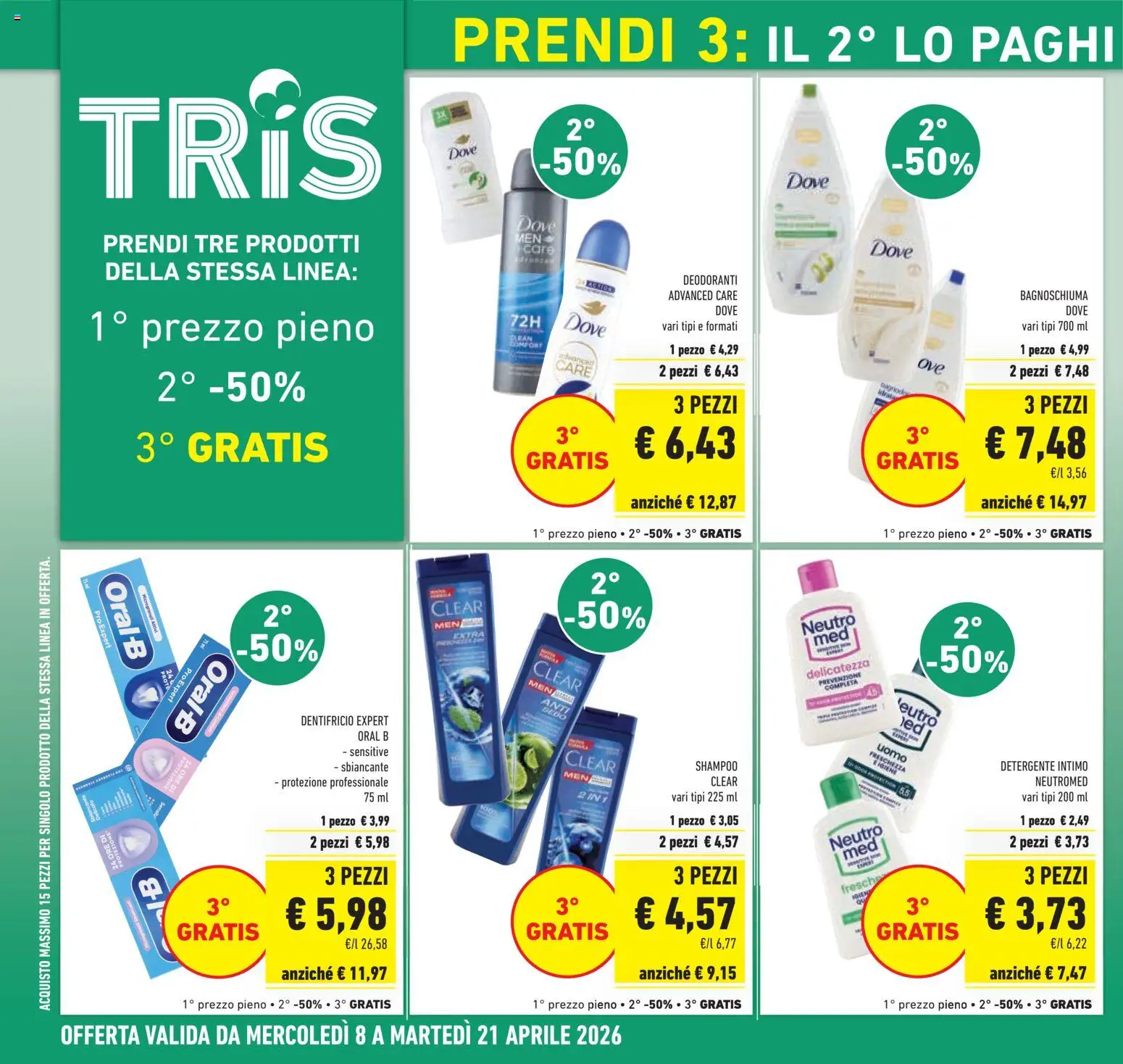 Volantino Conad del 08.04.2026 | Pagina: 8 | Prodotti: Bagnoschiuma, Dentifricio, Detergente intimo, Detergente