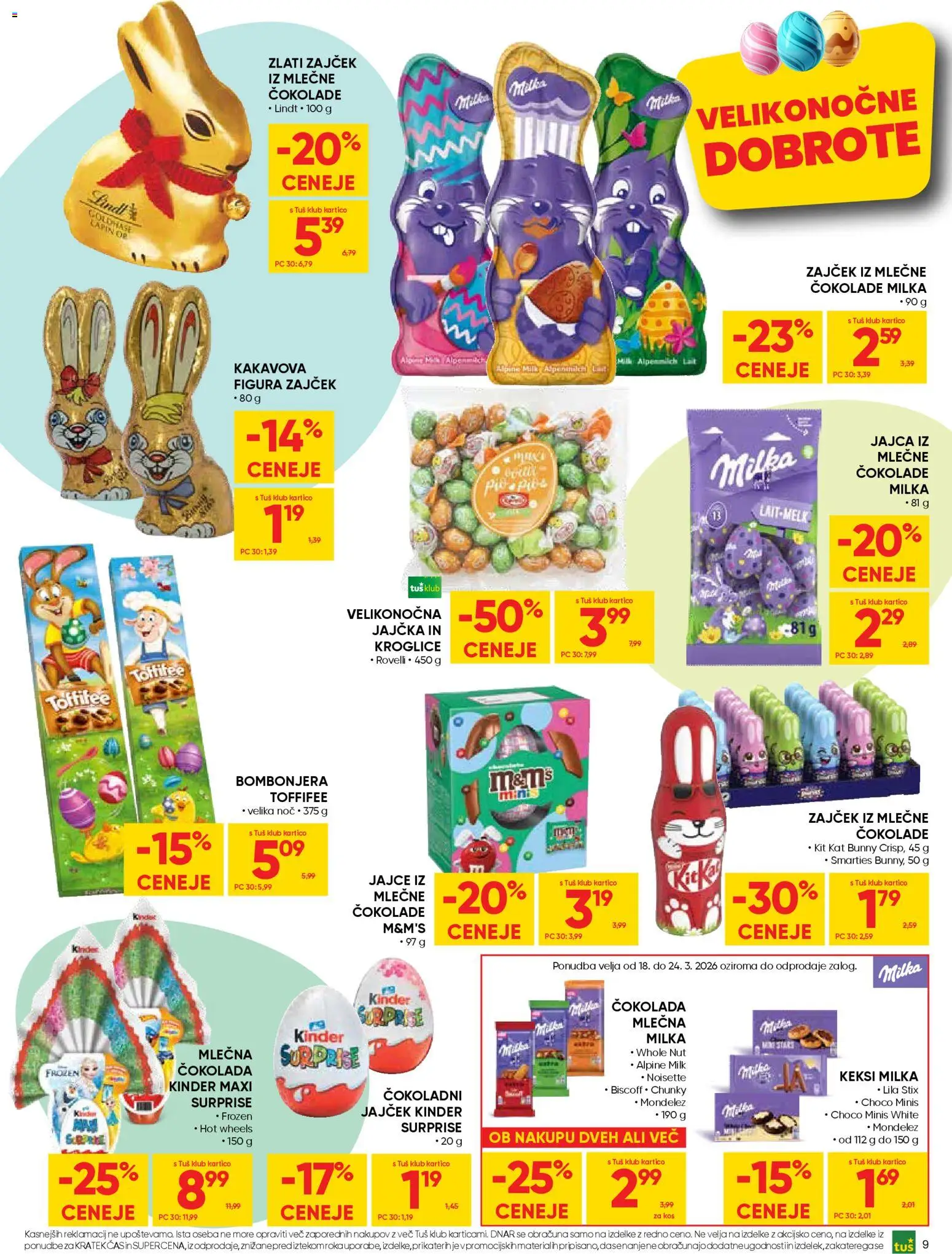 Novi Tuš katalog ponudbe – veljaven od 18.03.2026 | Stran: 9 | Izdelki: Keksi, Kos, Jajca, Cokolada