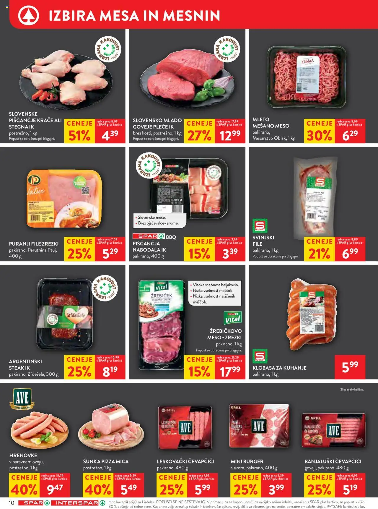 Novi Spar katalog ponudbe – veljaven od 10.09.2025 | Stran: 10 | Izdelki: Čevapčiči, Zrezki, Sunka, Grill