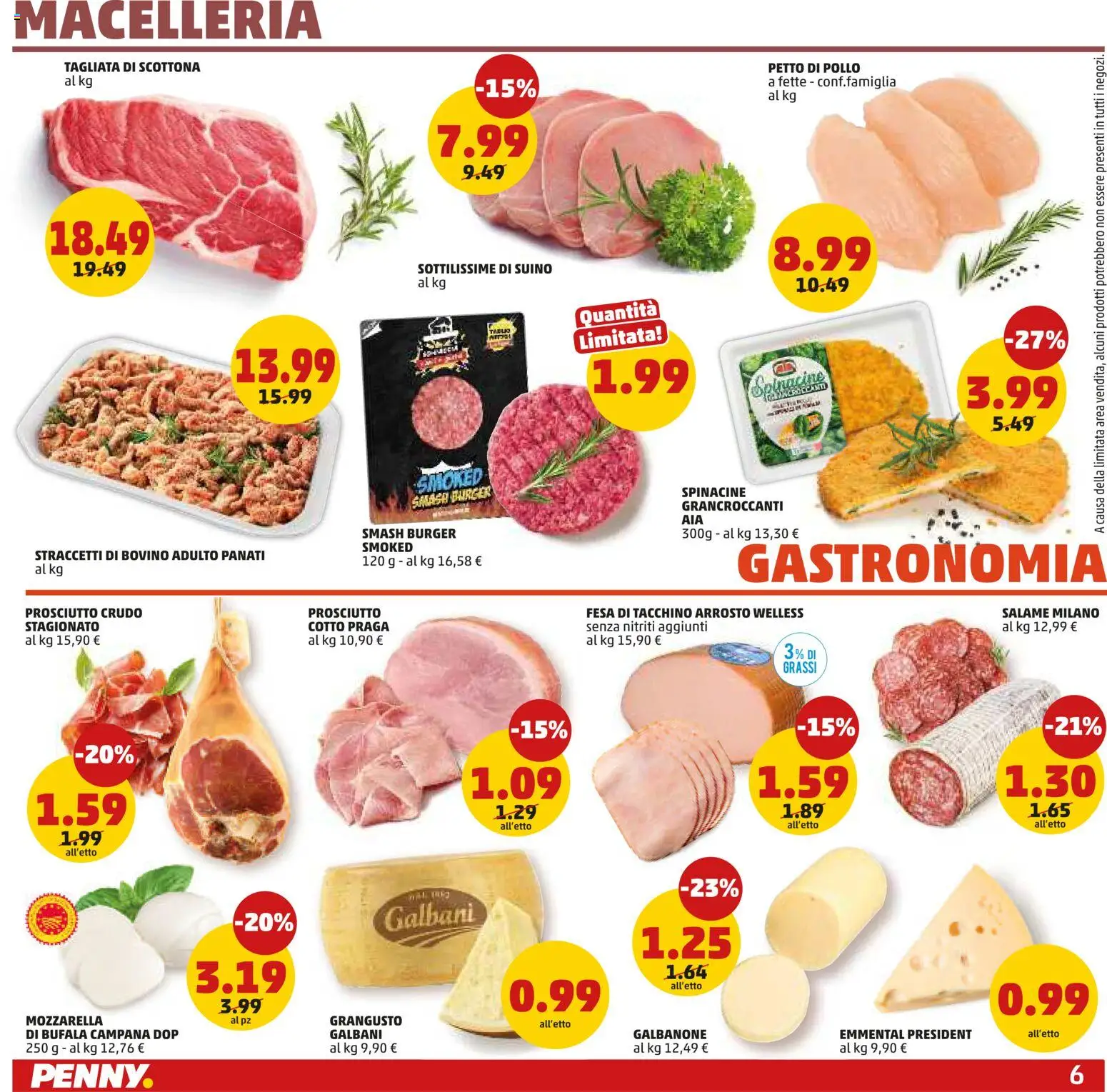Volantino PENNY del 09.04.2026 | Pagina: 6 | Prodotti: Bovino, Petto di Pollo, Arrosto, Prosciutto