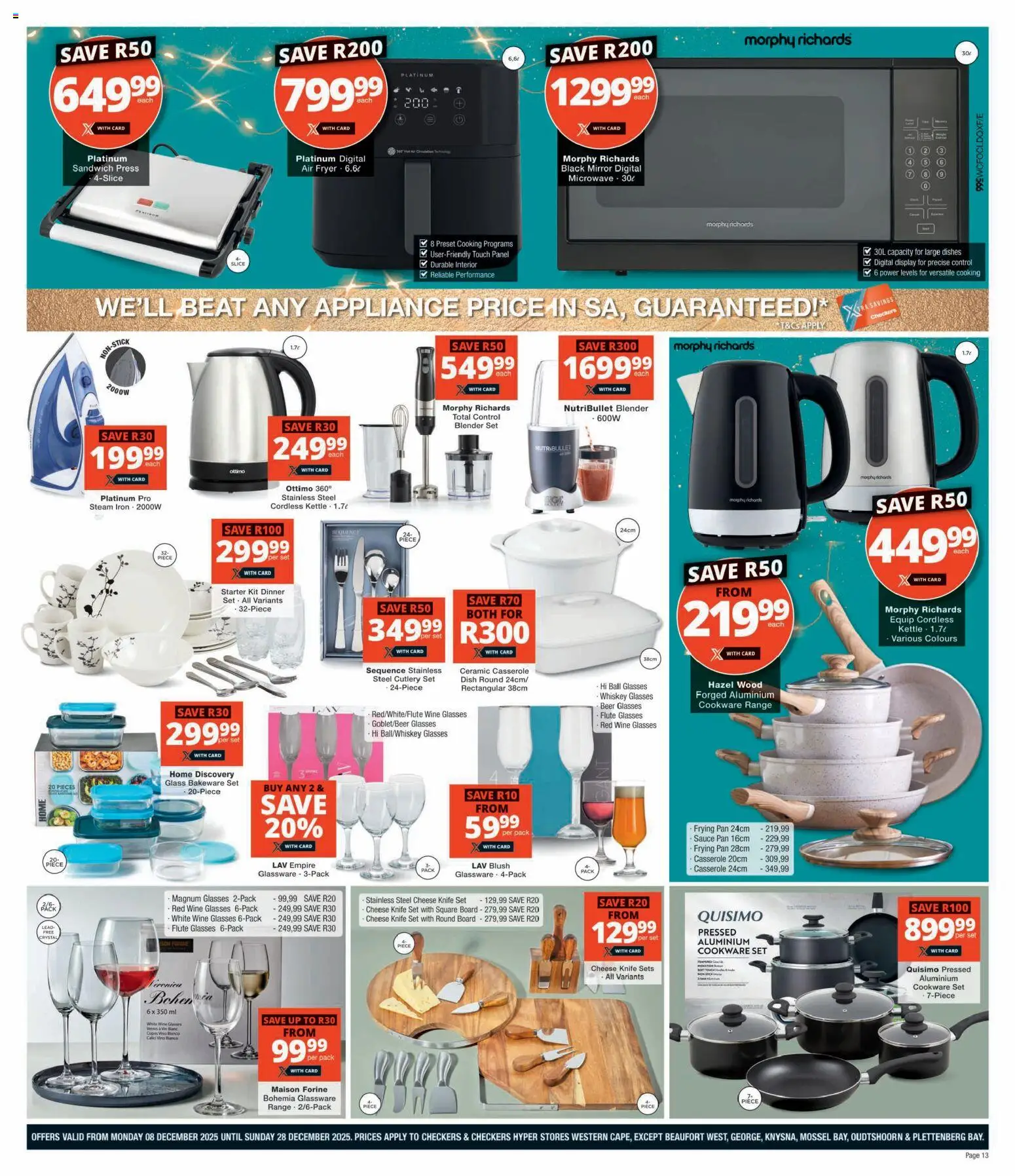 New Checkers catalogue – valid from 08.12.2025 | Page: 13 | Products: Glasses, Iron, Microwave, Beer