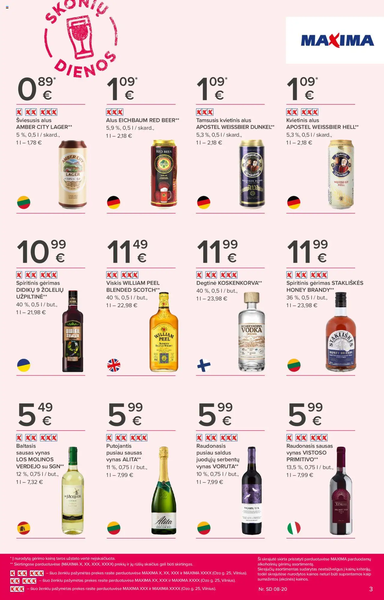 MAXIMA - Leidinys - Skonių dienos│galioja nuo 07.08.2025 | Puslapis: 3 | Prekių: Degtinė, Viskis, Vynas, Alus