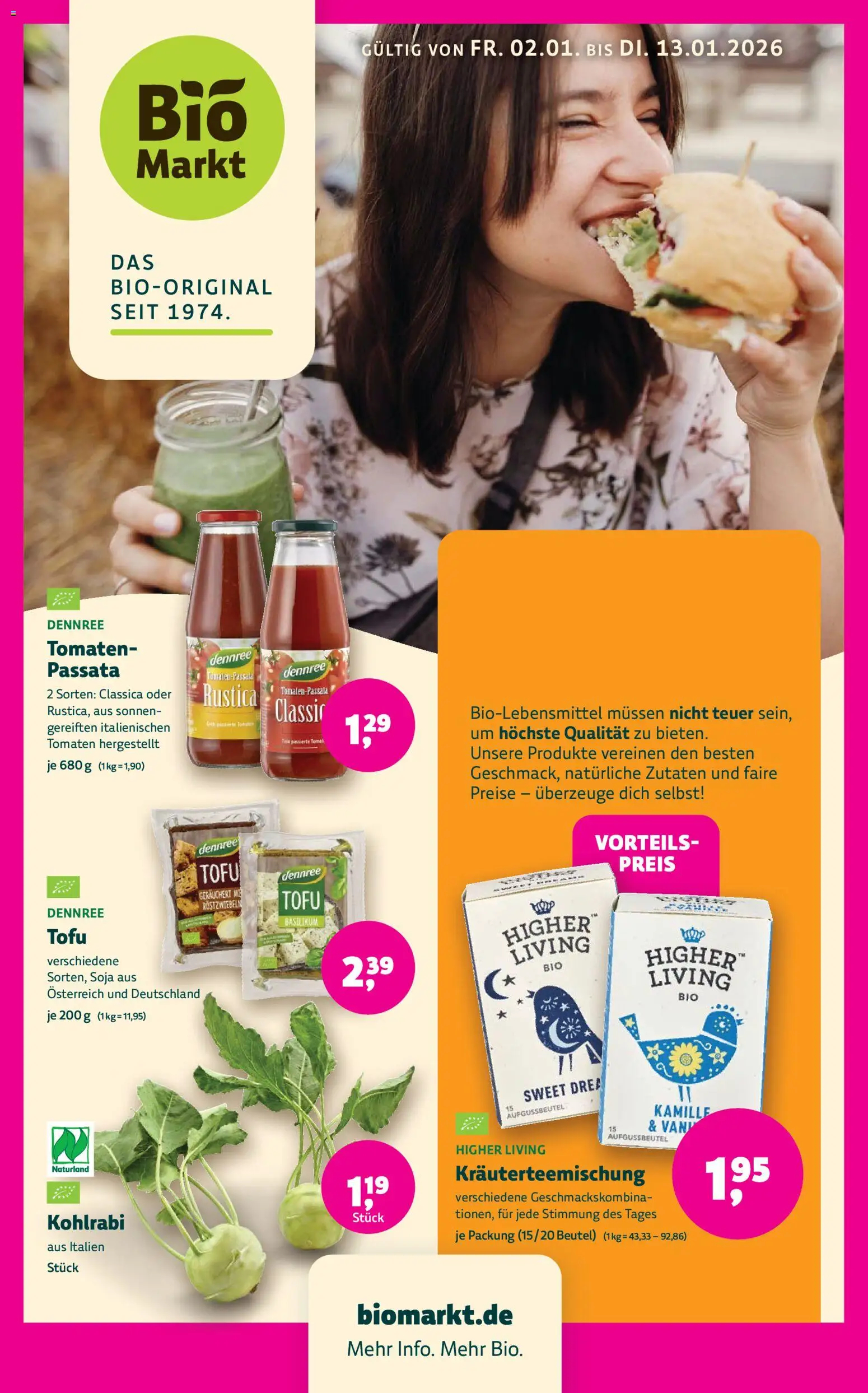 BioMarkt Prospekt – gültig ab 02.01.2026 | Seite: 1 | Produkte: Kohlrabi, Tomaten