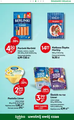 Pogląd oferty "Żabka Gazetka - Codzienne produkty" - ważna od 22.10.2025 | Strona: 14 | Produkty: Kiełbasa, Parówki berlinki, Batat, Parówki