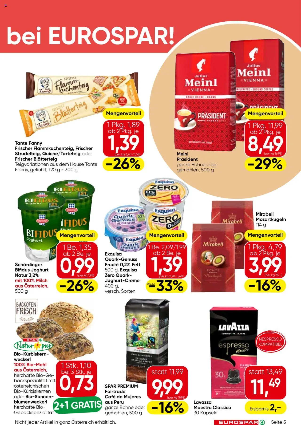 Eurospar Flugblatt - Vorarlberg gültig ab 31.07.2025 | Seite: 5 | Produkte: Milch, Joghurt, Kaffee