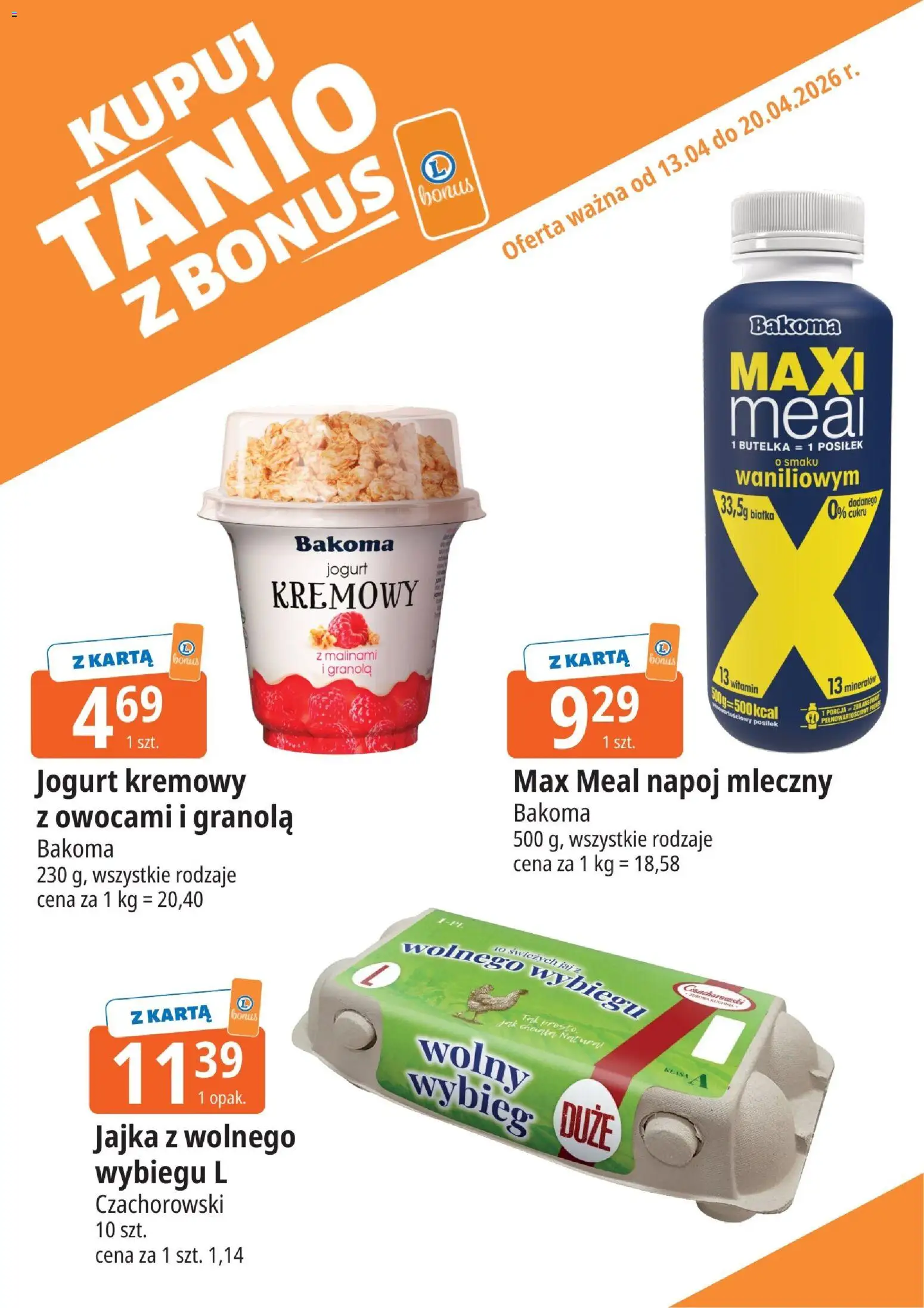 E.Leclerc gazetka - Zamość kupony dodatkowe od 13.04.2026 | Strona: 3 | Produkty: Granola, Jogurt, Jajka, Jogurt kremowy