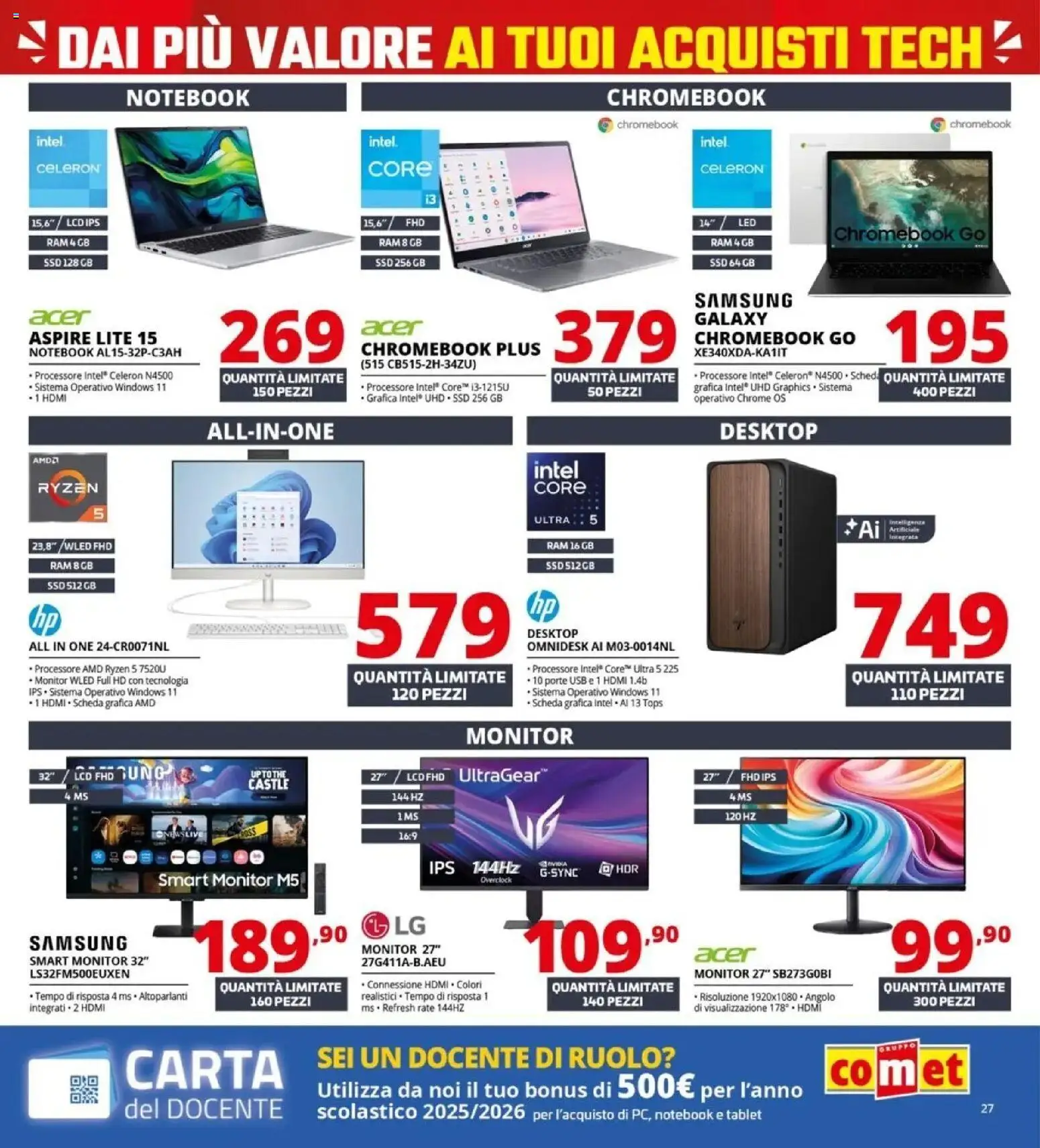 Volantino Comet del 05.03.2026 | Pagina: 27 | Prodotti: Monitor, Tablet, USB, Samsung